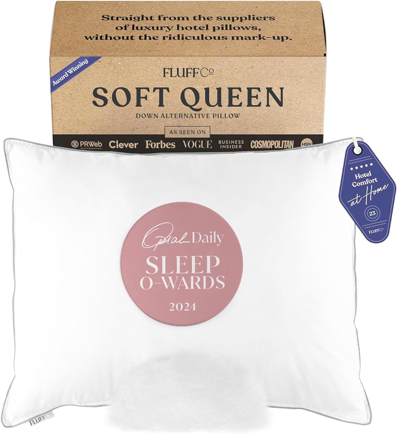 Soft Queen White Down Alternative Pillow with Feather Fill