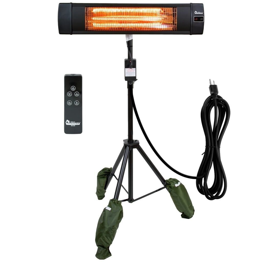 Black Electric Infrared Patio Heater with Tripod and Remote