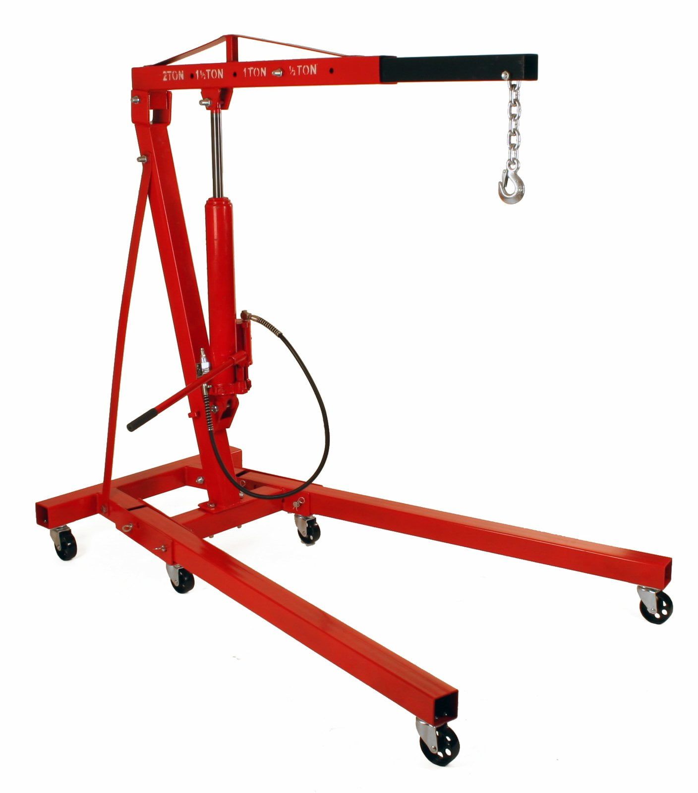 Heavy-Duty Red Steel Folding Hydraulic Engine Hoist