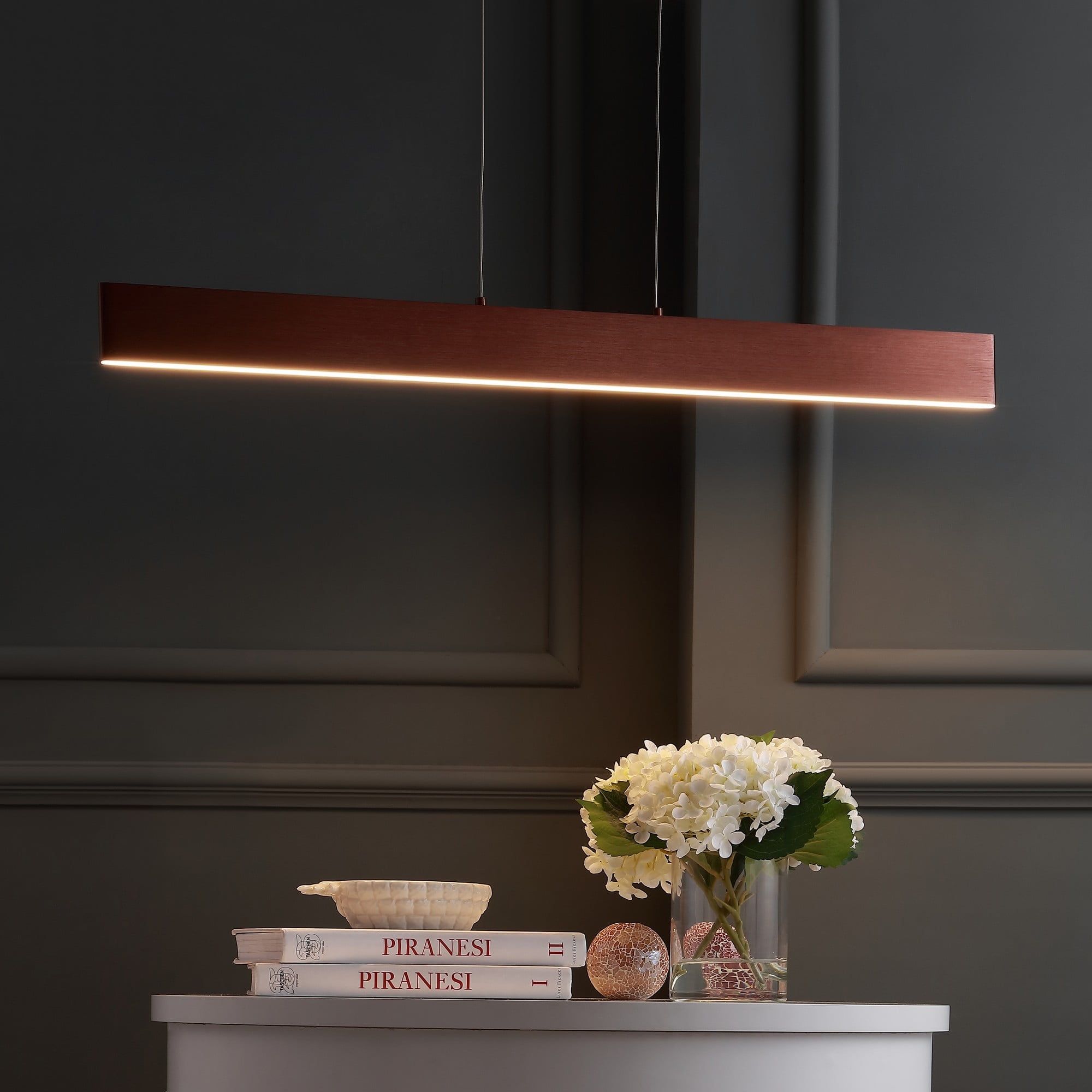 Draper 40" Anodized Bronze Geometric LED Metal Linear Pendant