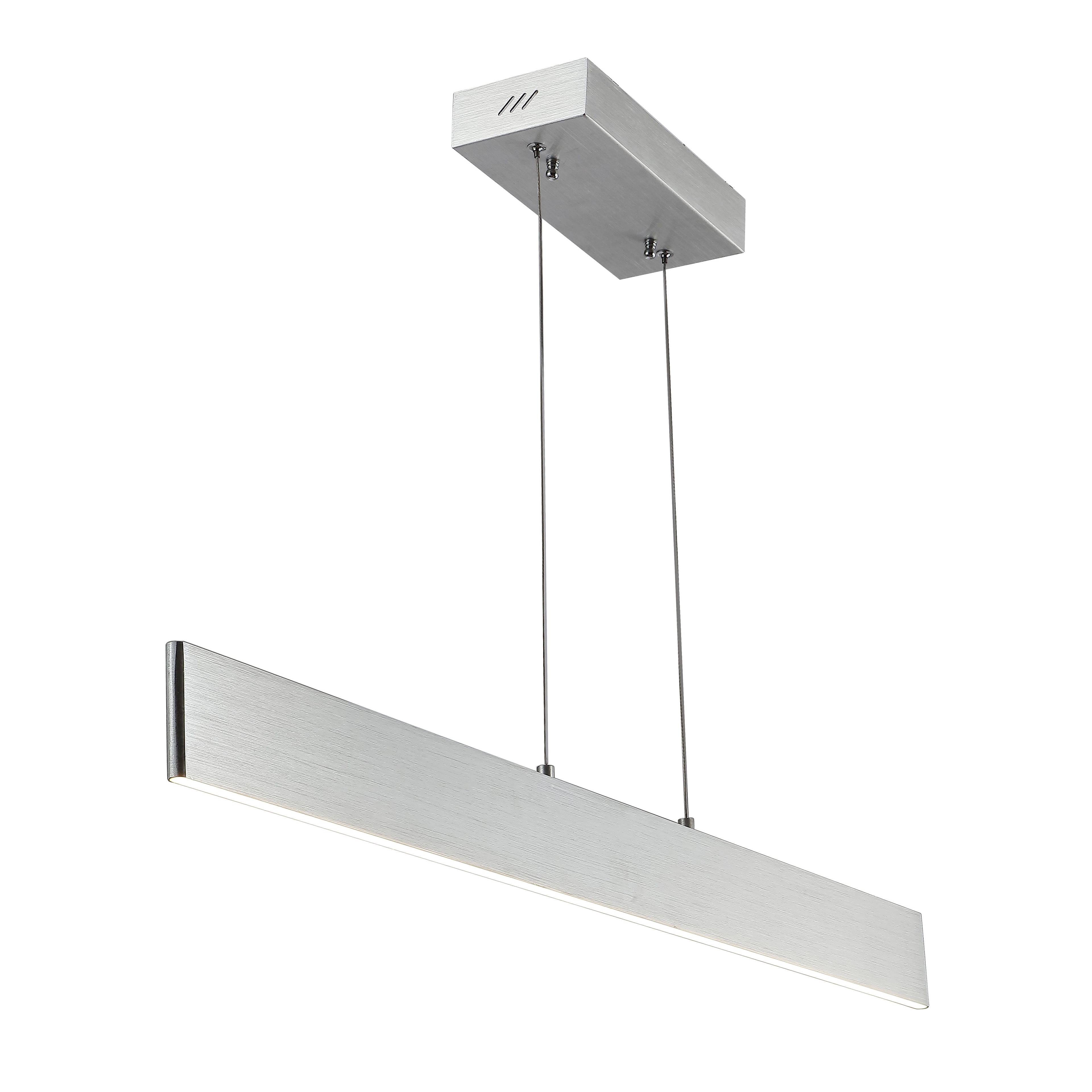 Draper 40" Brushed Aluminum Dimmable LED Linear Island Pendant