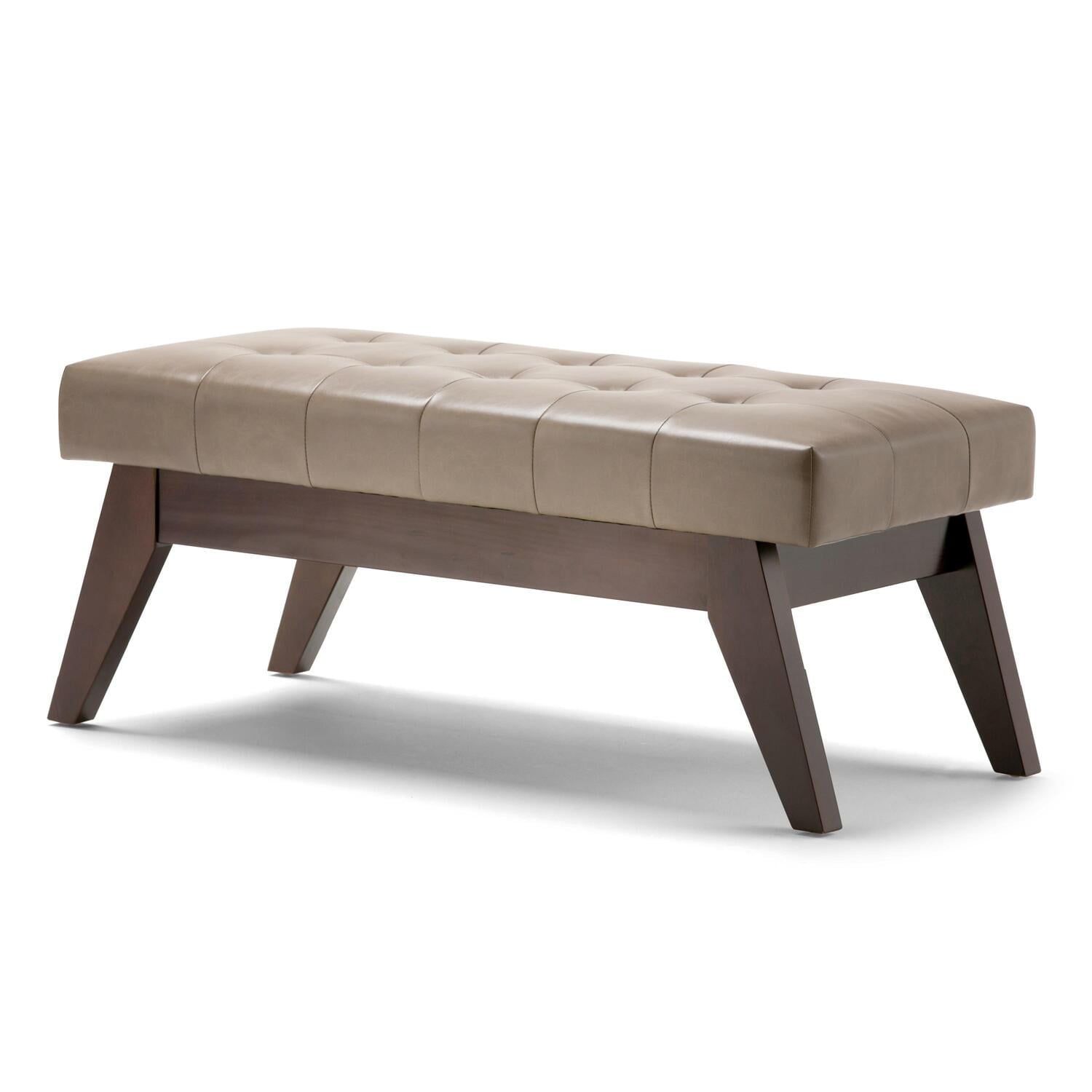 Draper 40" Taupe Faux Leather Tufted Ottoman Bench