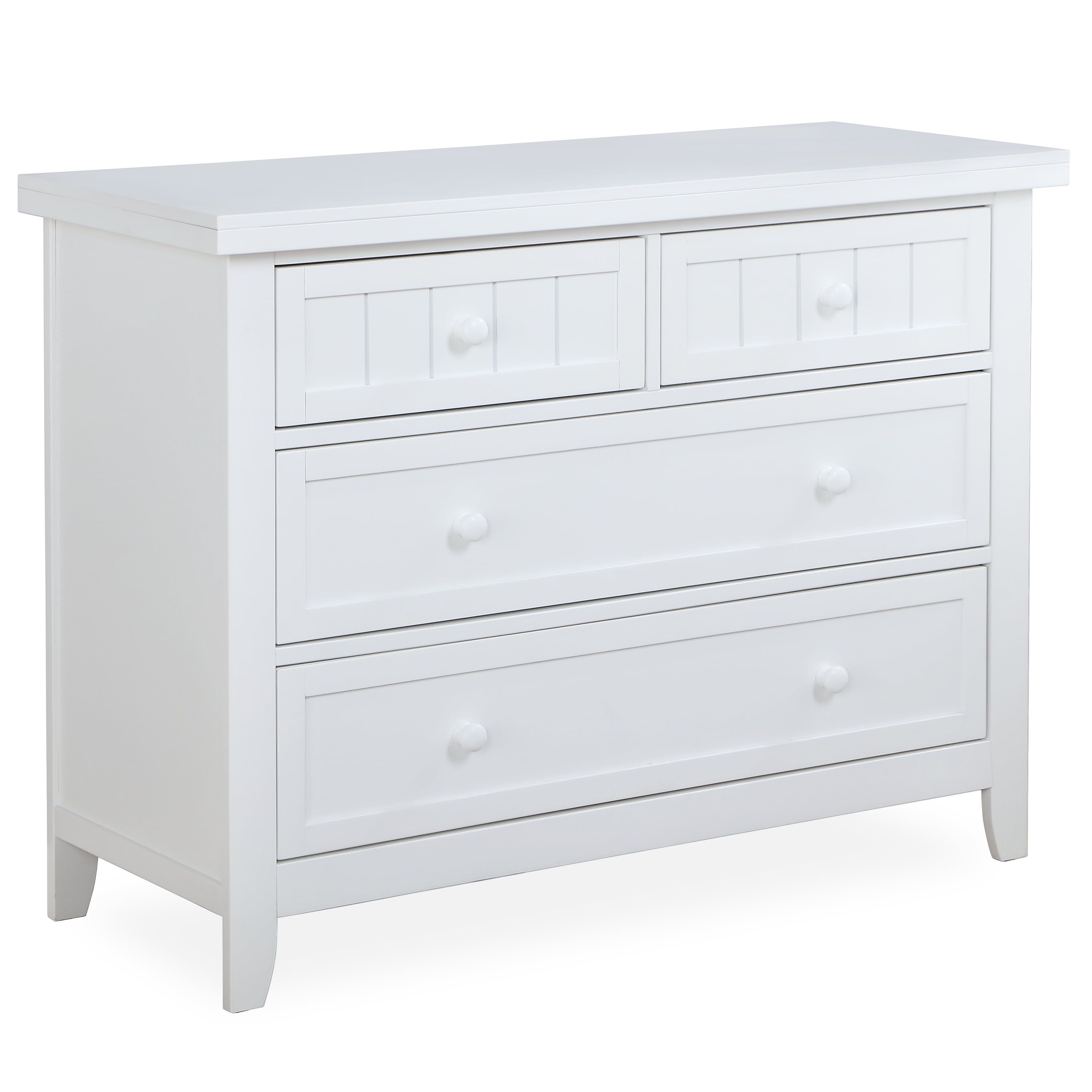 White Farmhouse Double Dresser with Plank Pattern