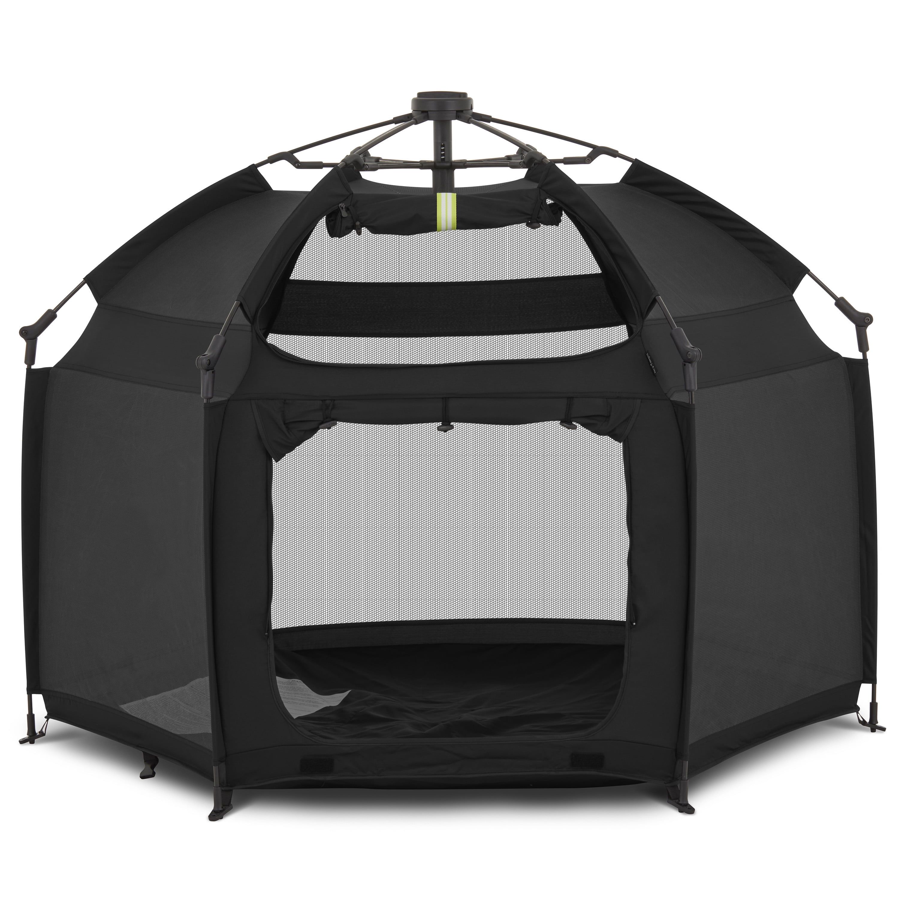 Noir Black Portable Children's Playpen with Canopy Cover