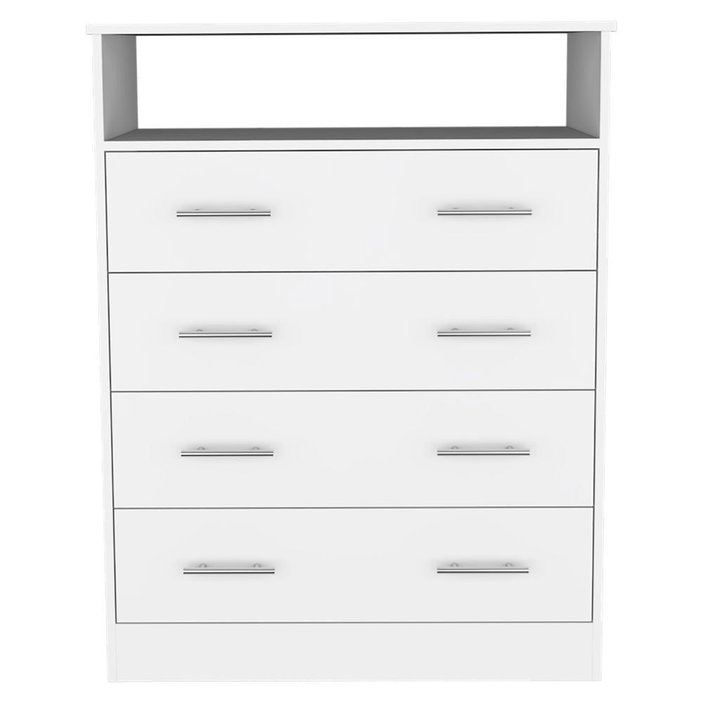 White Soft Finish Four Drawer Standard Dresser