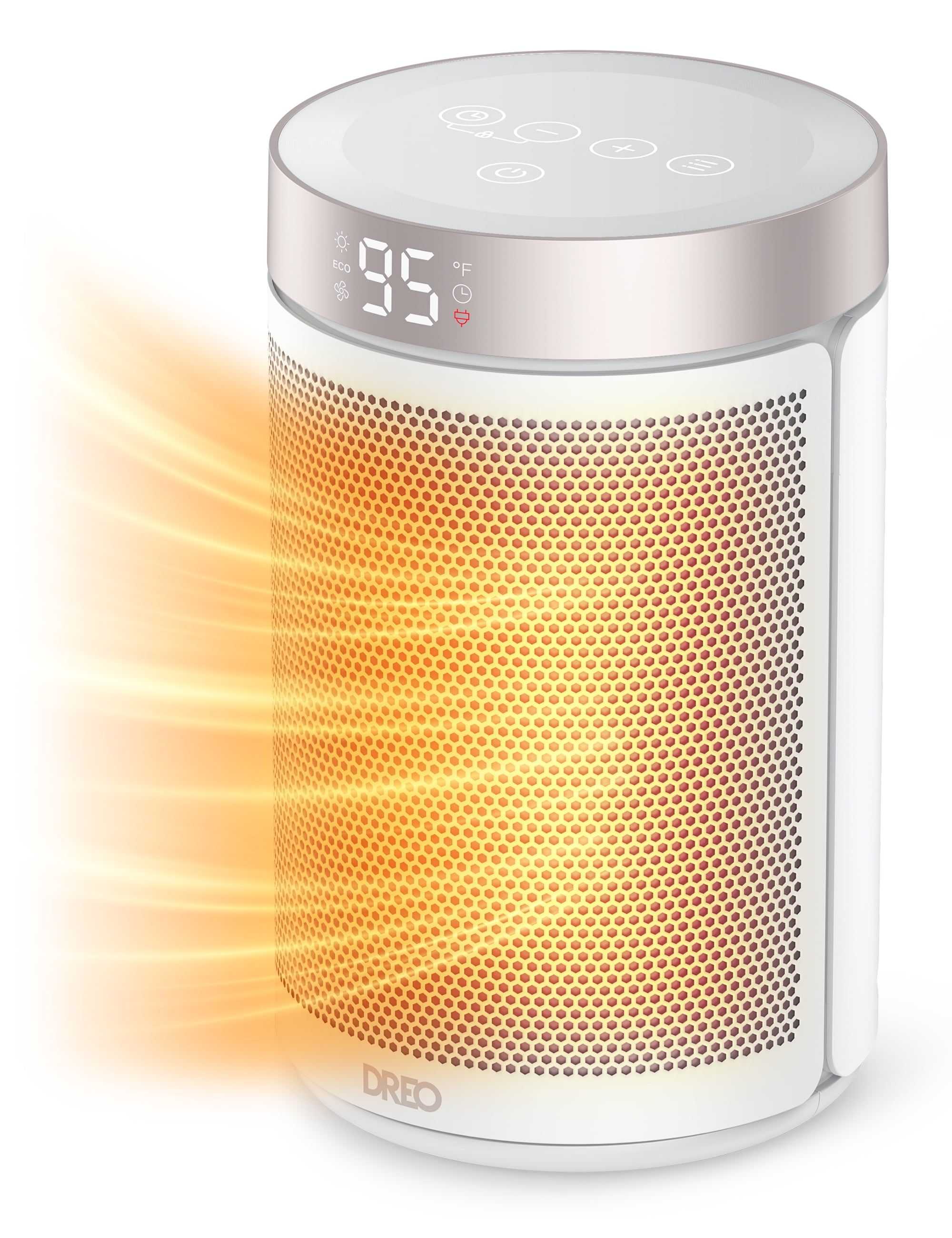 White Ceramic Electric Heater with Thermostat and Automatic Shut-off