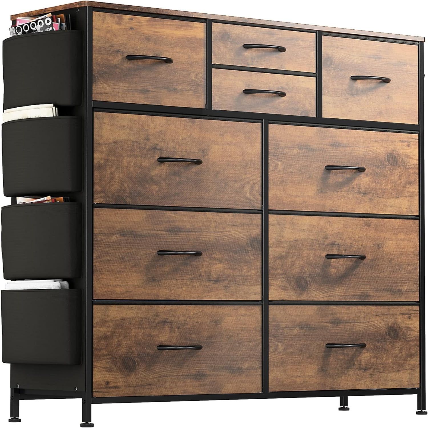 Rustic Brown Double Dresser with Extra Deep Drawers and Levelers