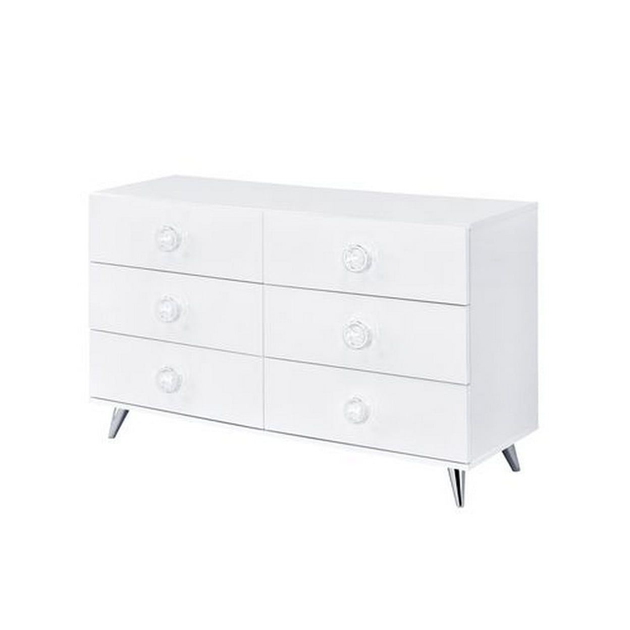 White Double Dresser with Angled Metal Feet