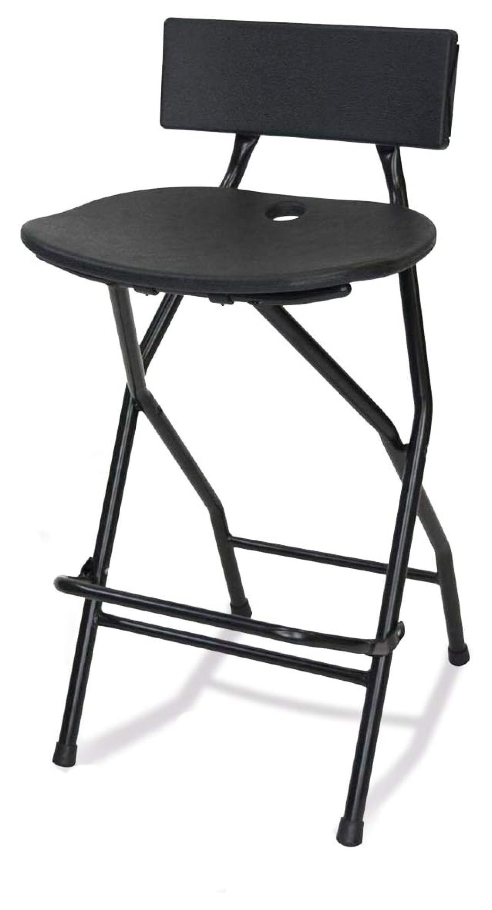 Black Metal Folding Bar Stool with Backrest