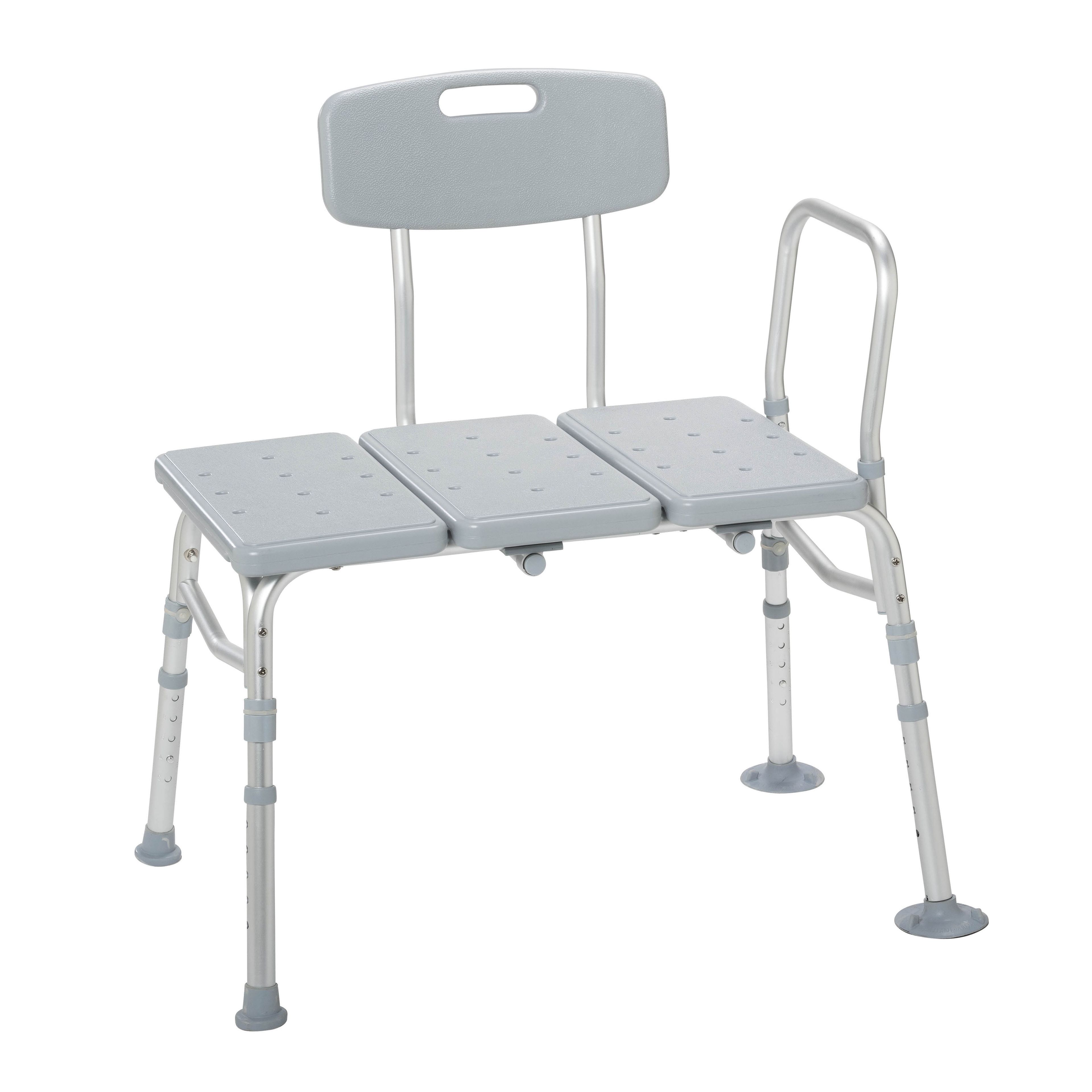 Adjustable Gray Plastic Transfer Bench with Backrest