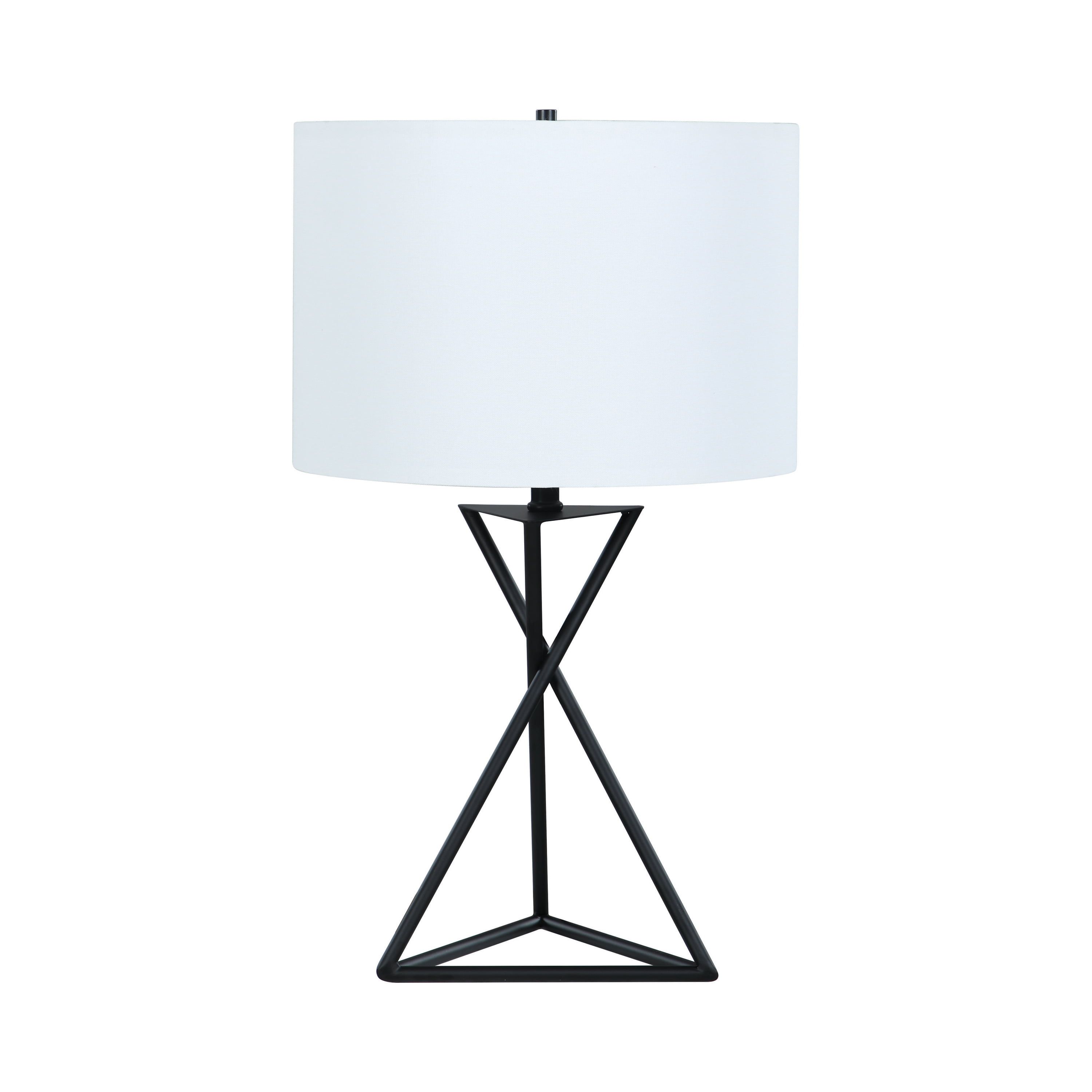 Modern White and Black Metal Drum Table Lamp