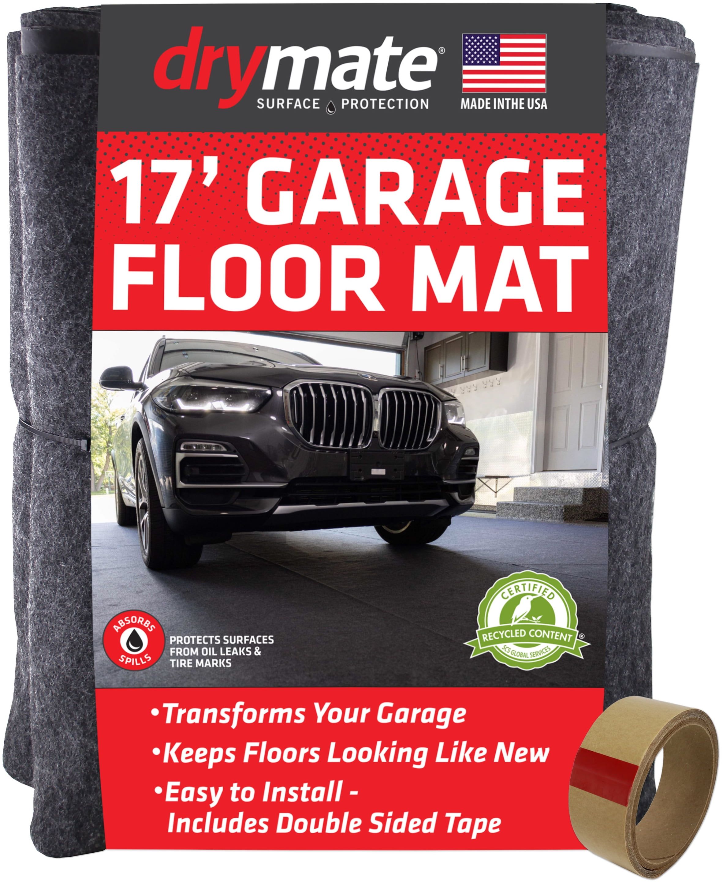 Charcoal 17' x 7'4" Waterproof Garage Floor Mat with Double Sided Tape