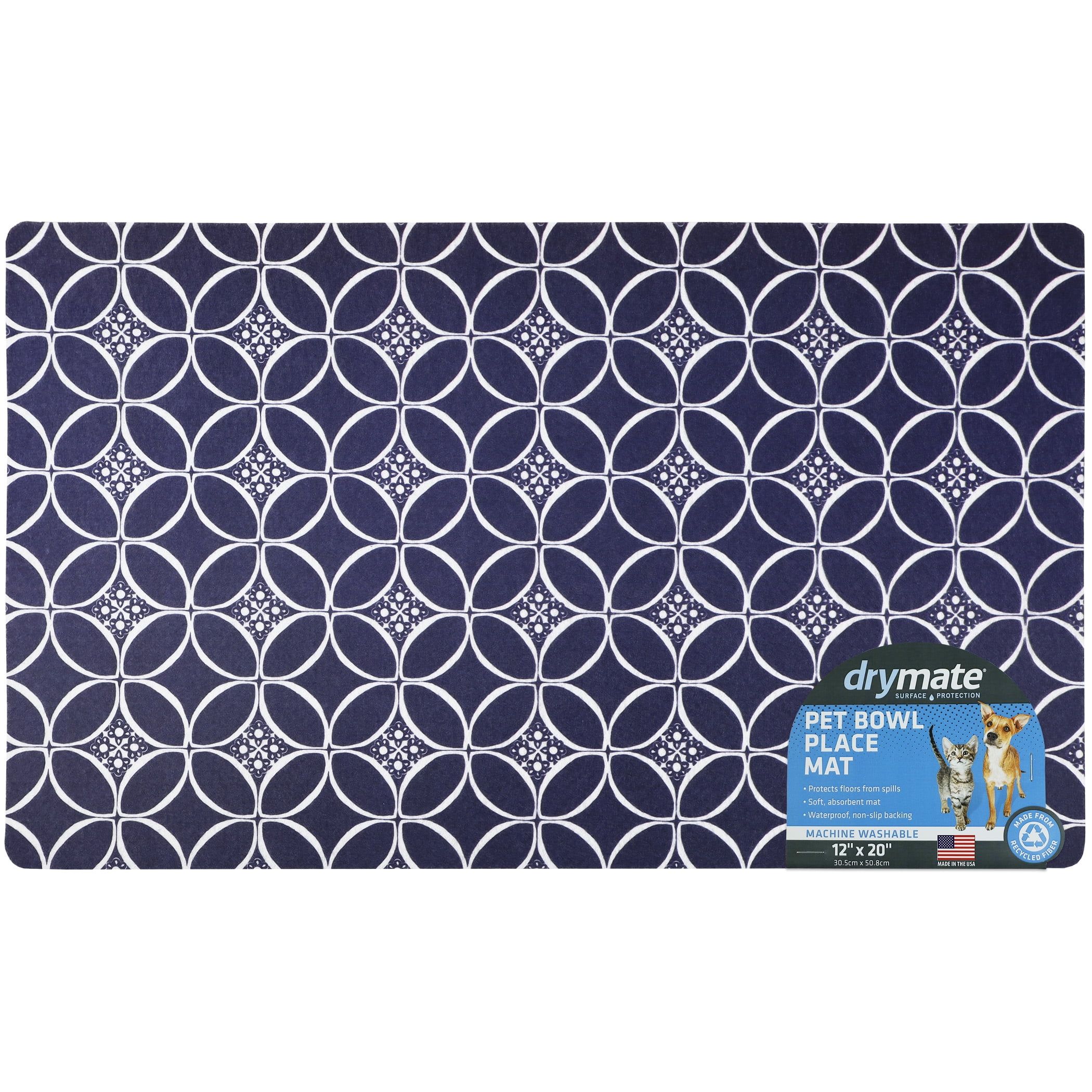 Indigo Blue Waterproof Pet Bowl Placemat, 12" x 20"