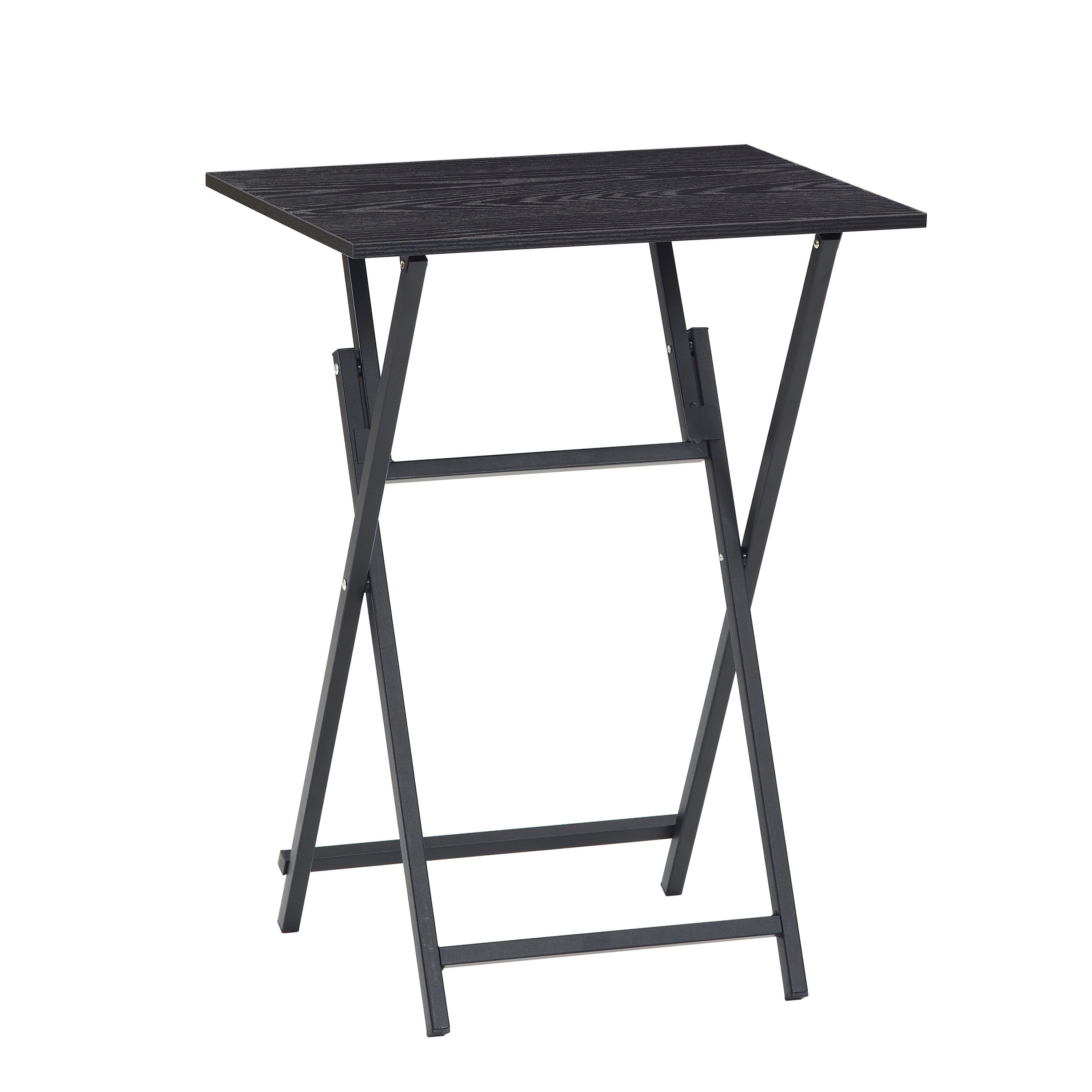 Black Metal Folding Outdoor End Table Set