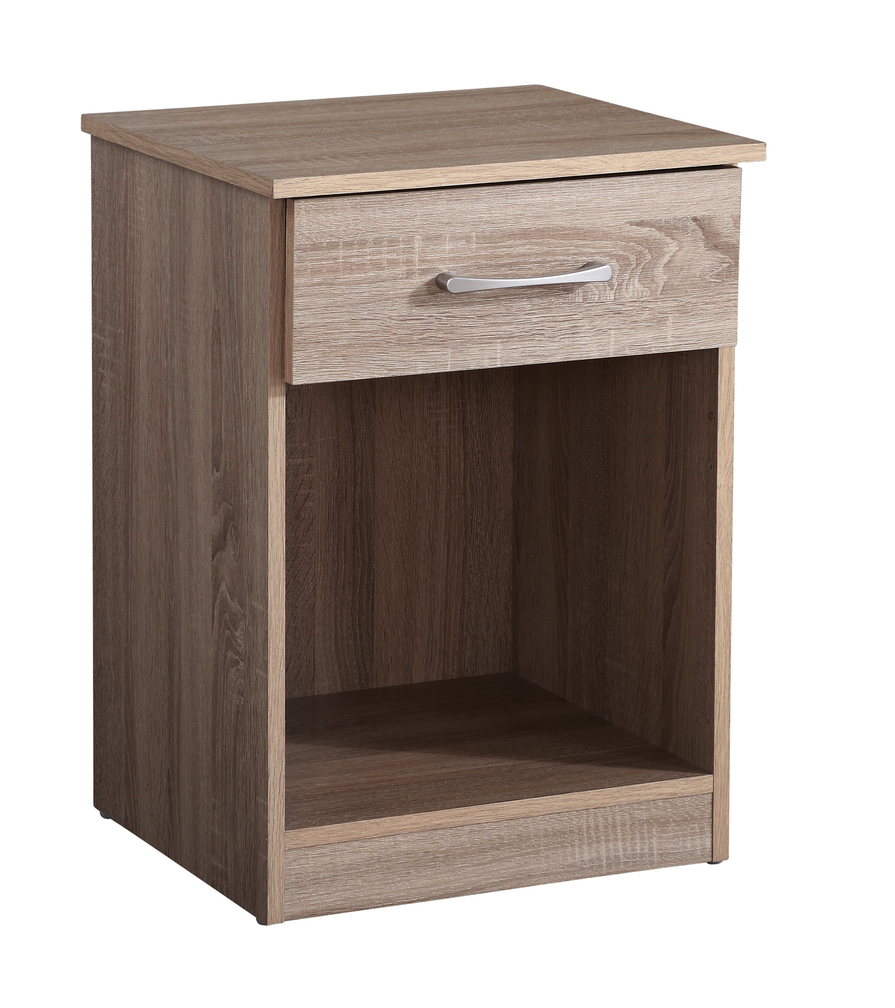 Sandle Wood Elegance 1-Drawer Nightstand with Open Shelf, Light Brown