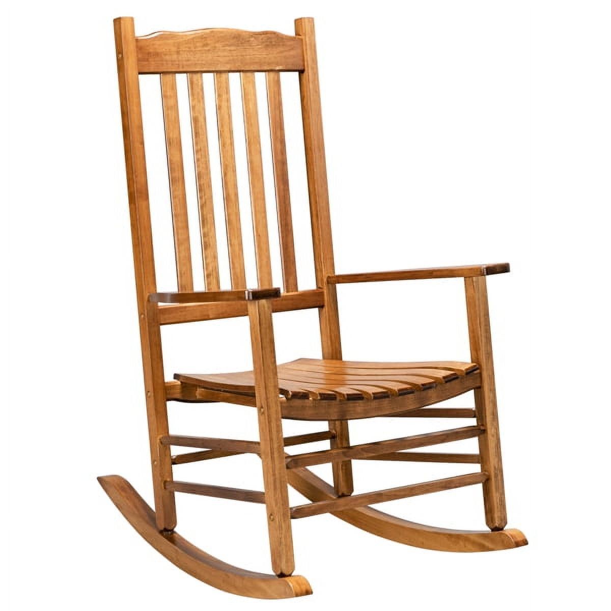 Brown Solid Wood Outdoor Rocking Chair with Arms