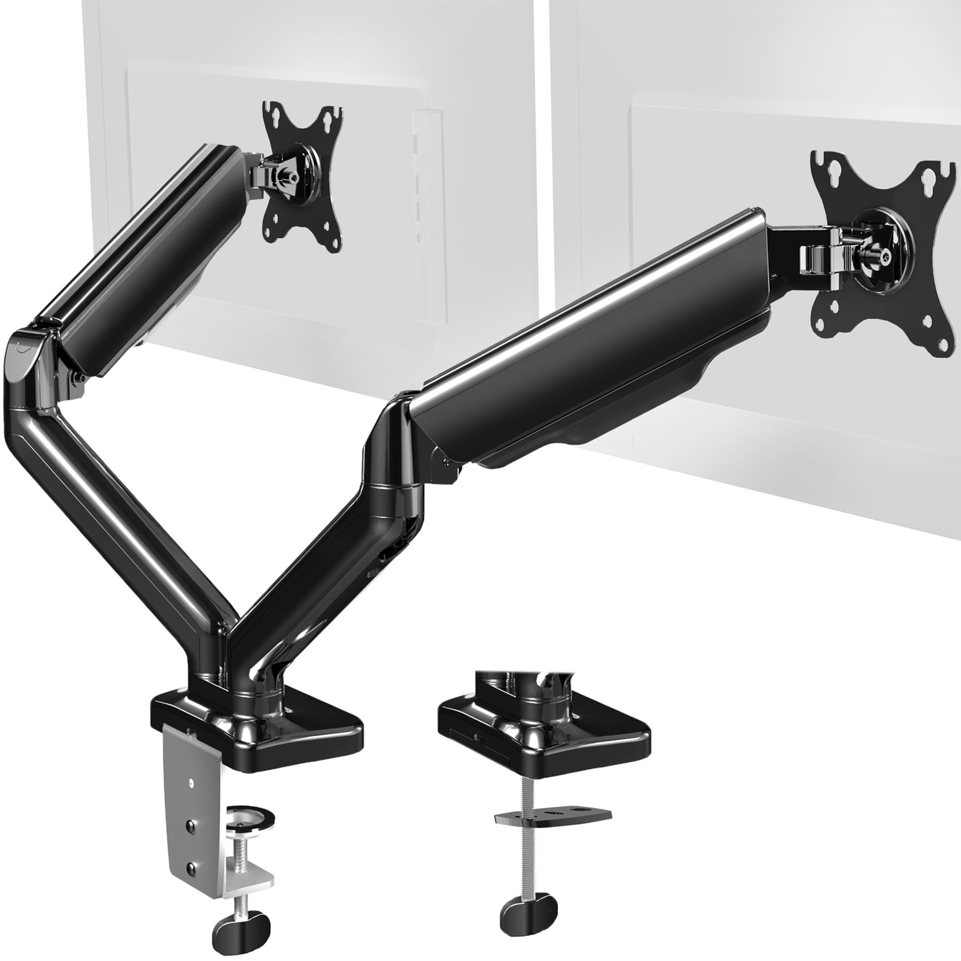 Black Dual Monitor Mechanical Spring Desk Mount Stand