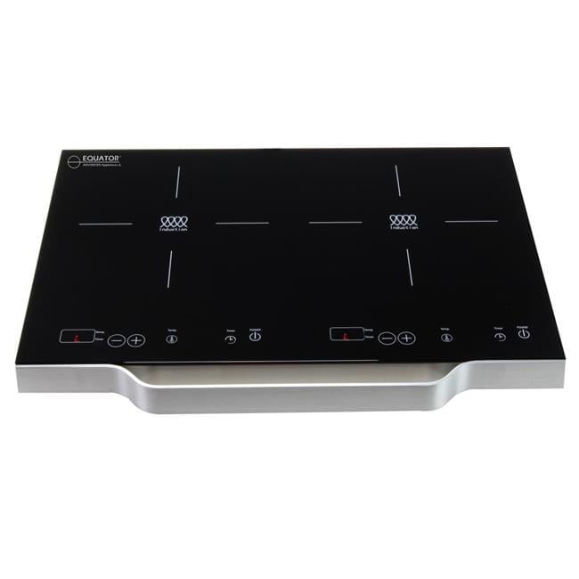 Black and Stainless Dual Burner Portable Induction Cooktop with Touch Control