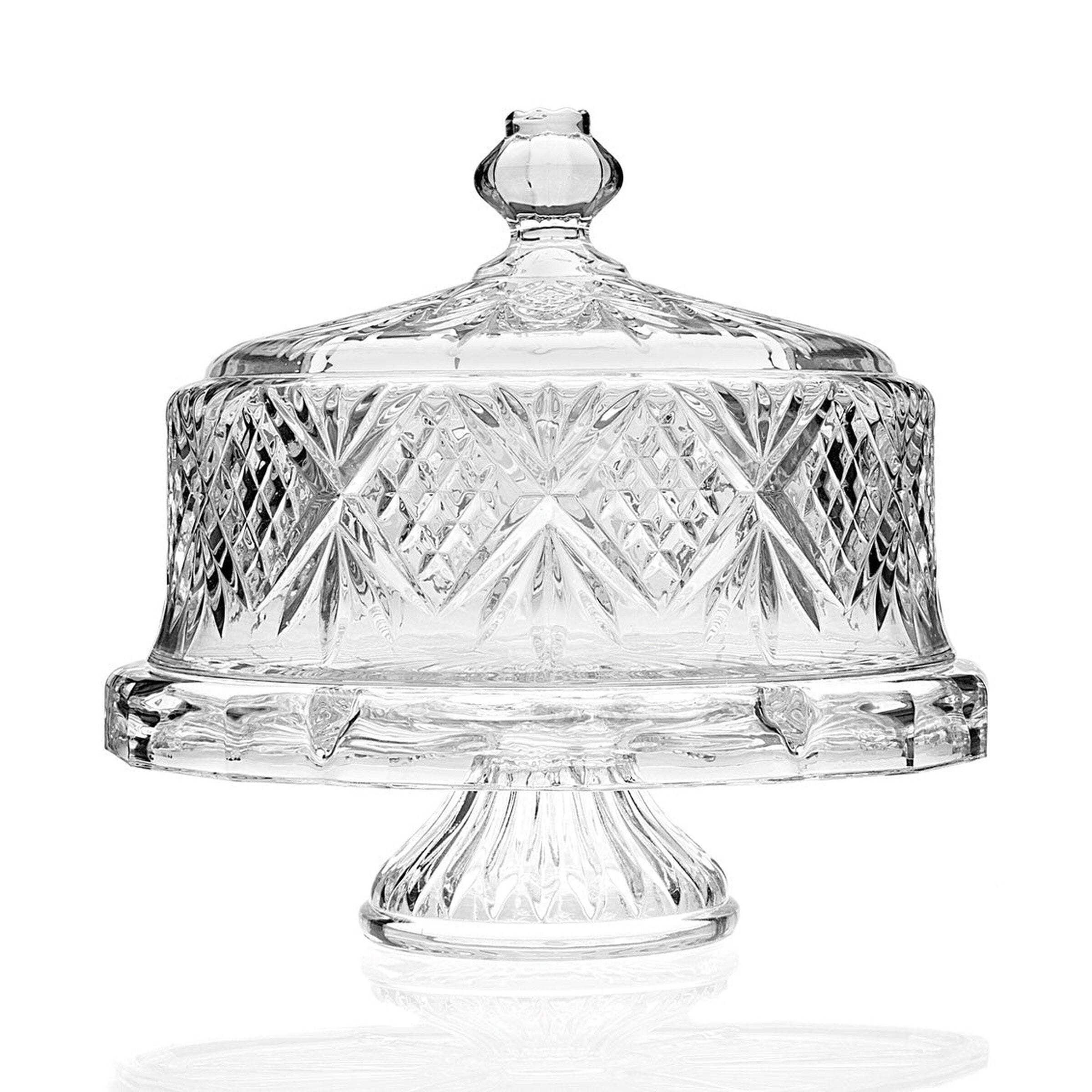 Clear Crystal Pedestal Cake Stand with Dome