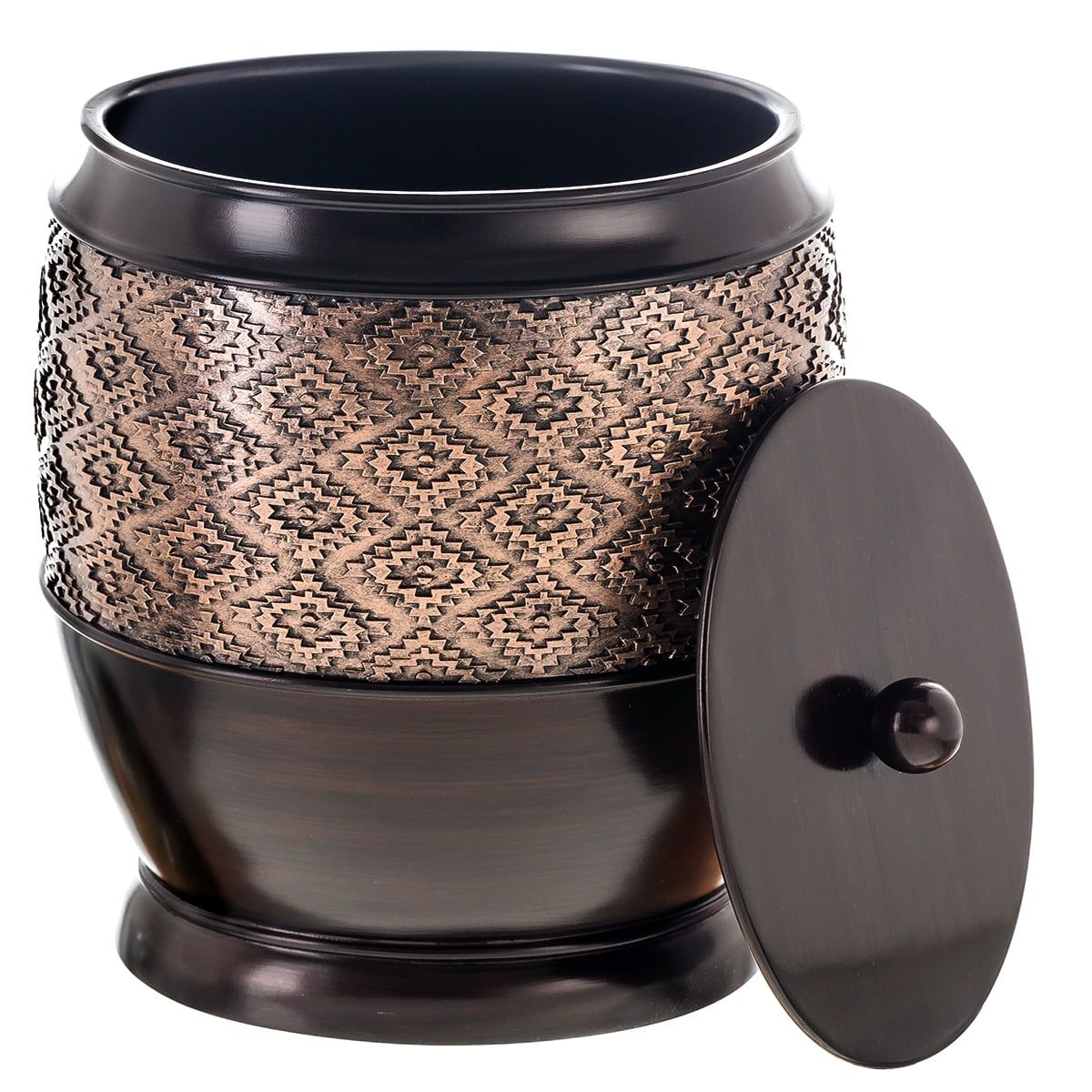 Dublin Brown Decorative Resin Small Trash Can with Lid