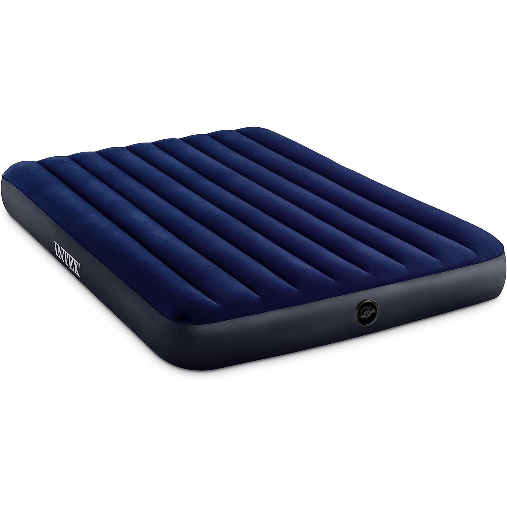 Navy Blue Queen Raised PVC Air Mattress with Fiber-Tech