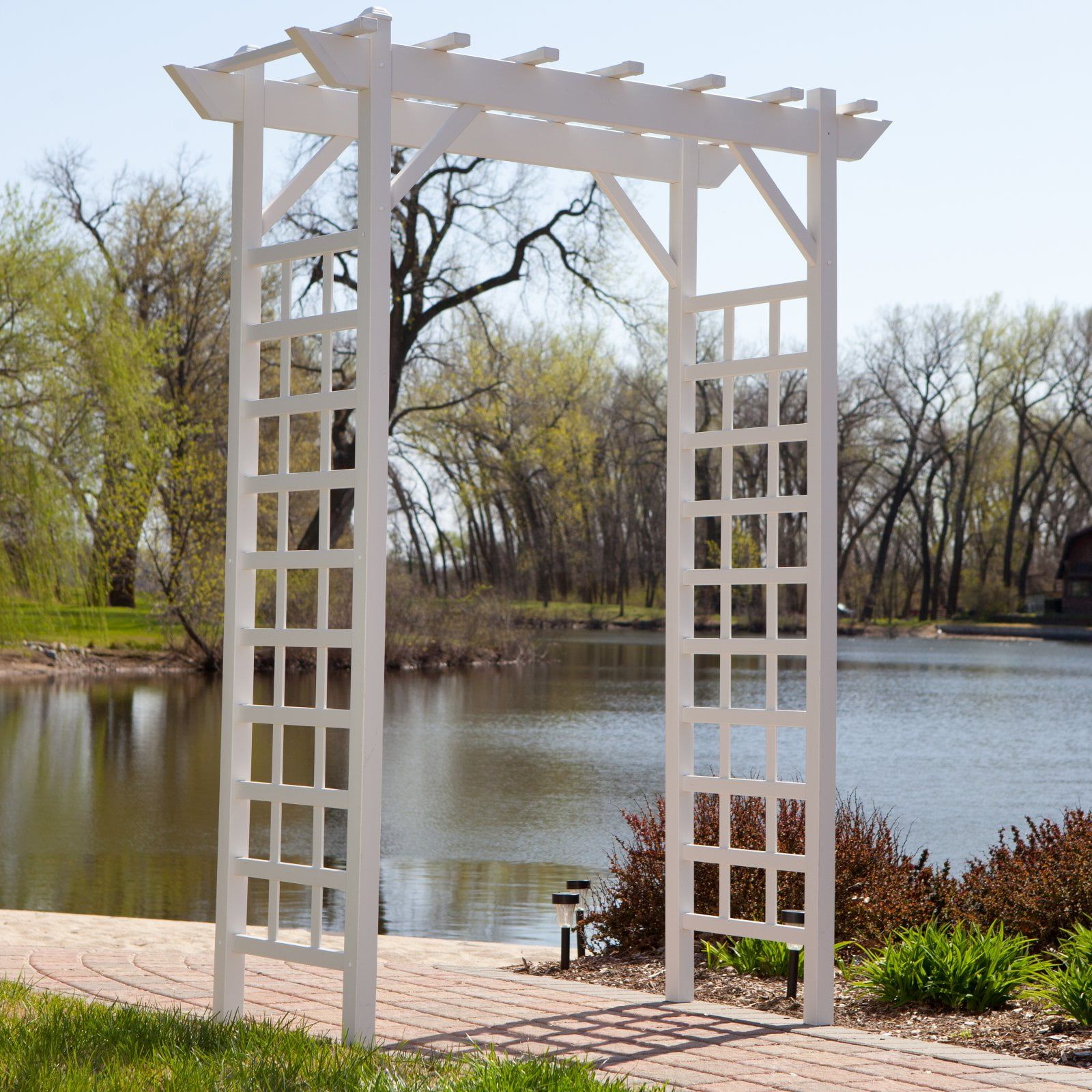 Providence White Vinyl Garden Pergola Arbor