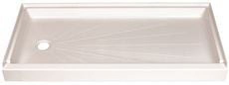 White Fiberglass Rectangular Shower Base with Left Drain, 30 x 60 Inch