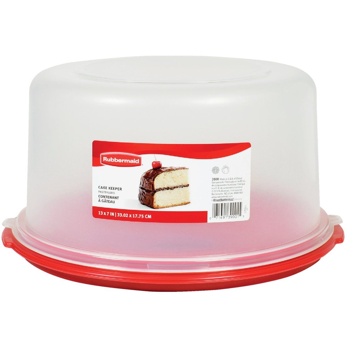 Red and White BPA-Free Plastic Round Cake Carrier