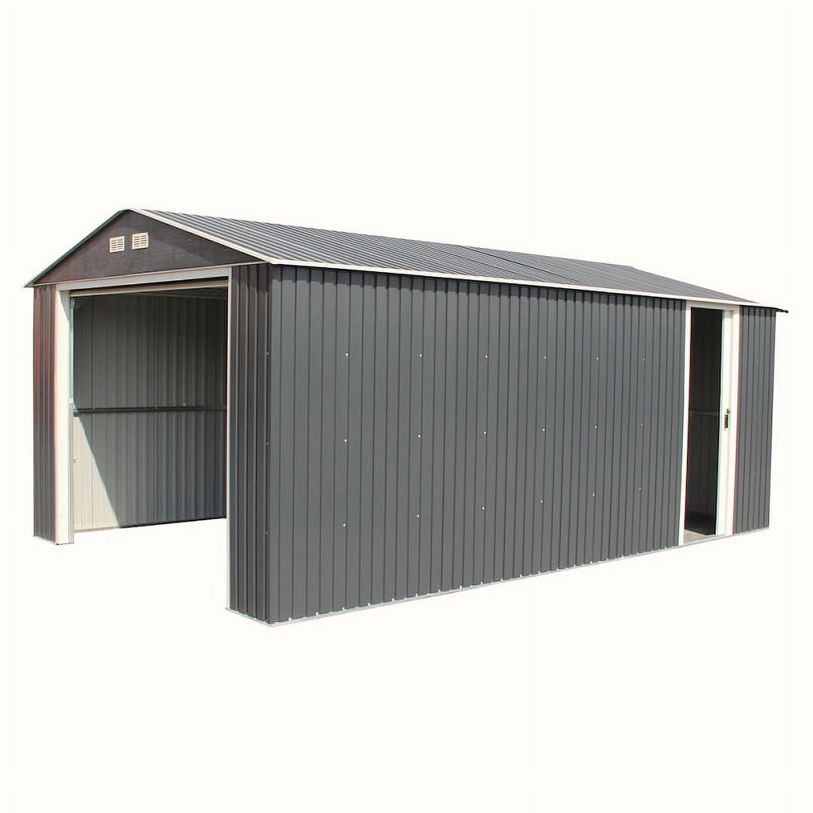 Imperial 12' x 20' Dark Gray Metal Garage with White Trim