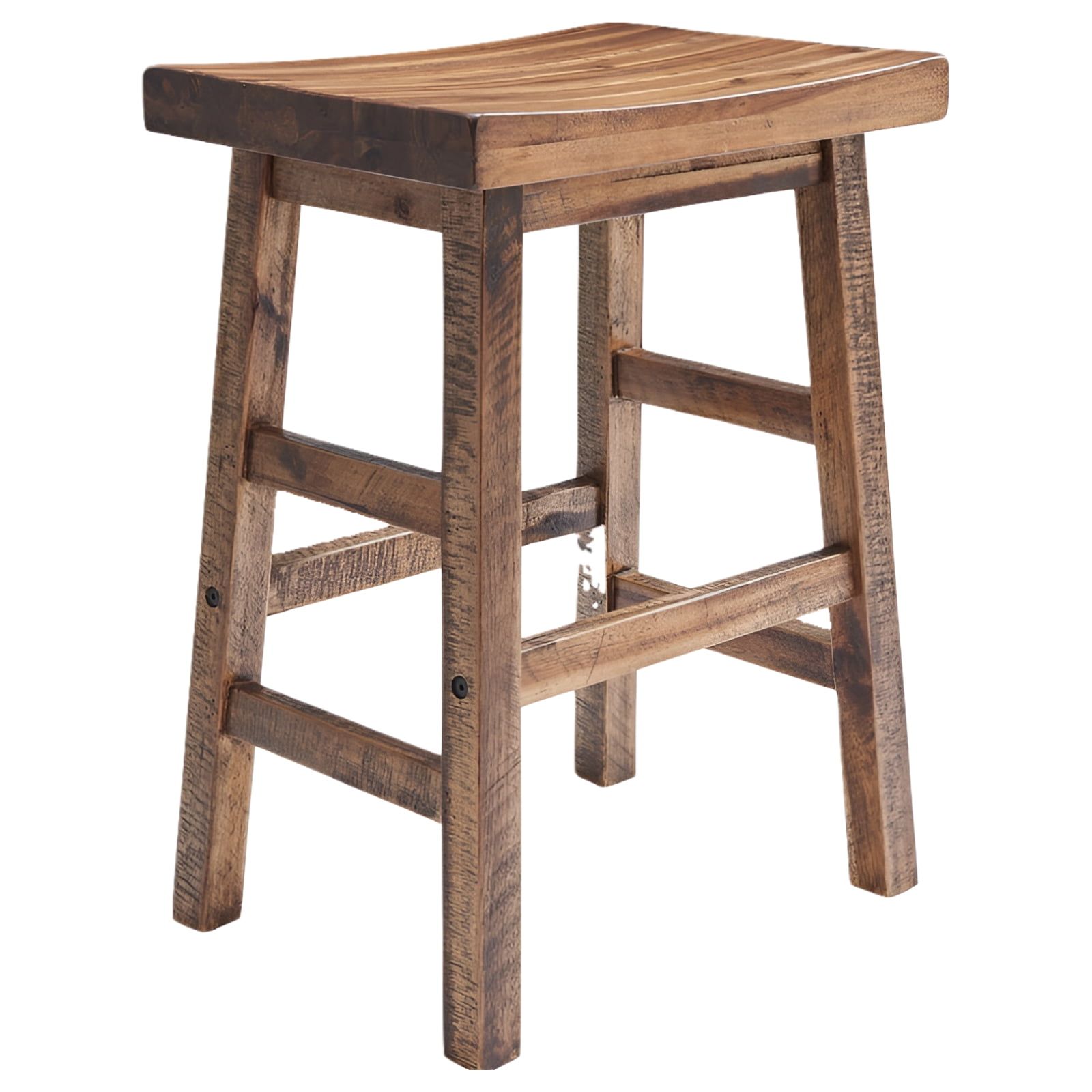 Durango 26" Brown Wood and Metal Saddle Stool