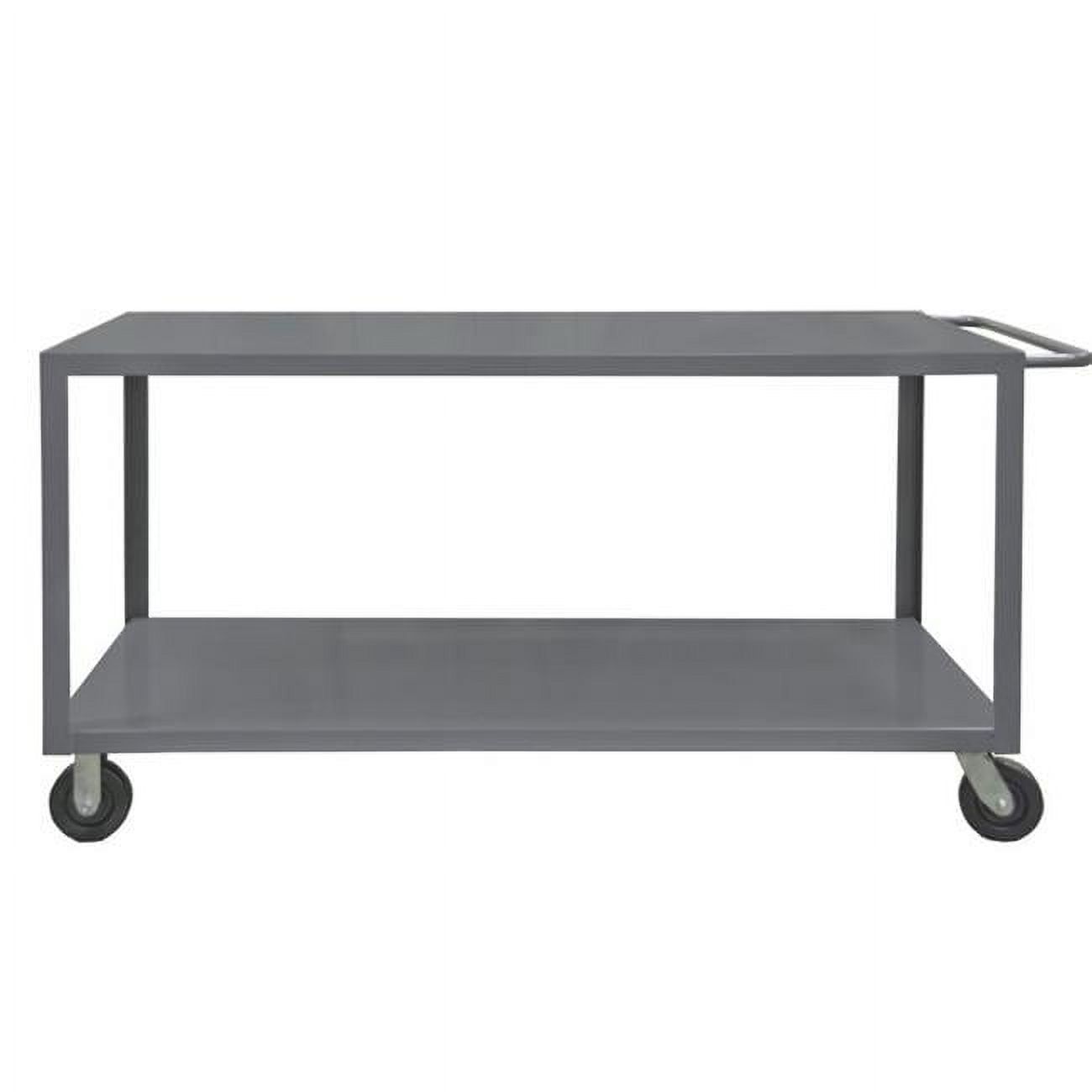 Gray Heavy-Duty Steel Industrial Utility Cart with Two Shelves