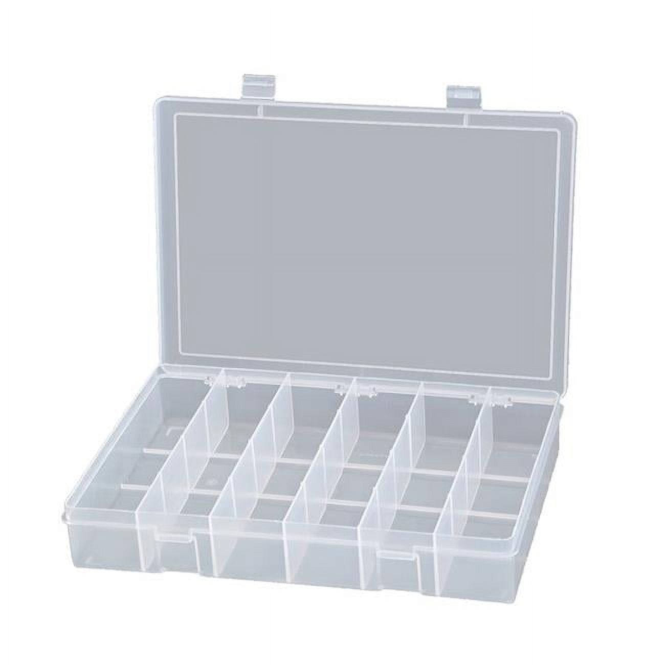 Clear Rectangular Plastic Lidded Box with 6 Compartments