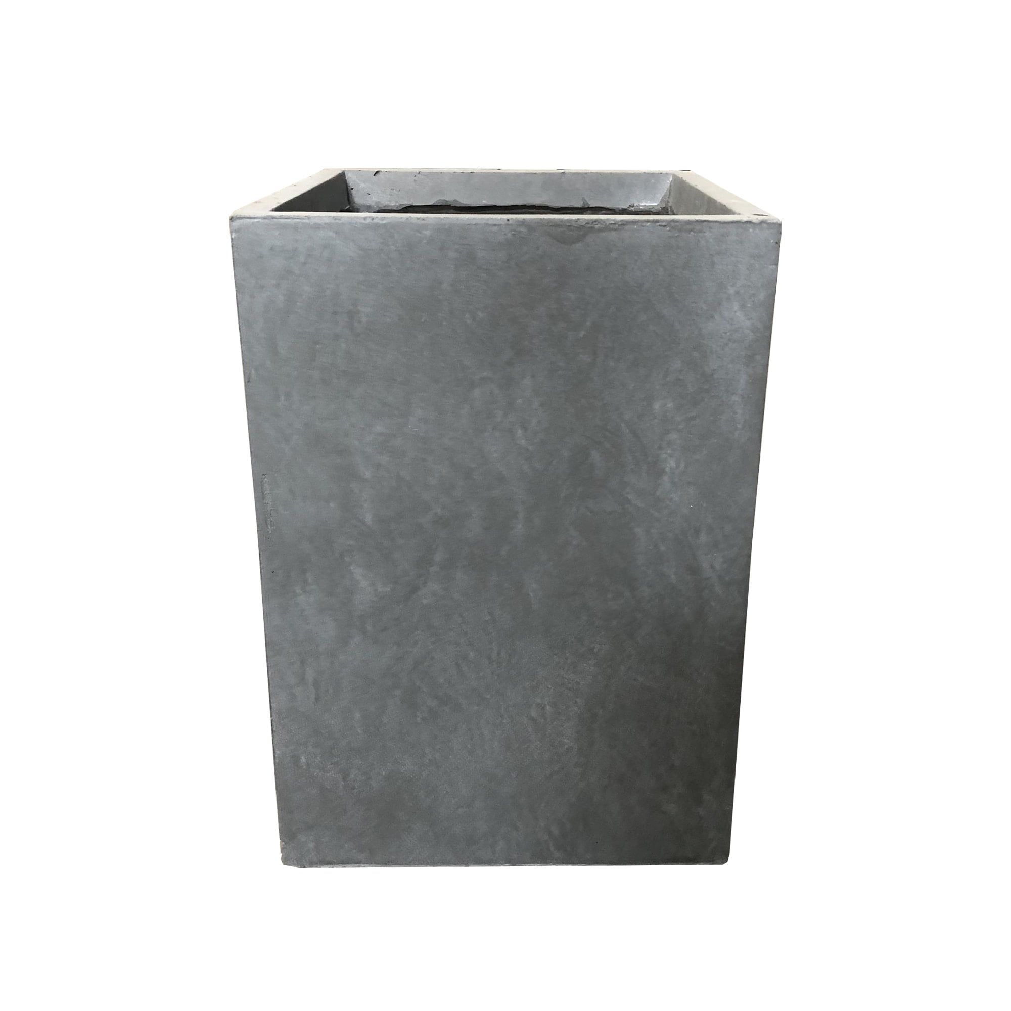 Medium Gray Lightweight Concrete Tall Square Planter