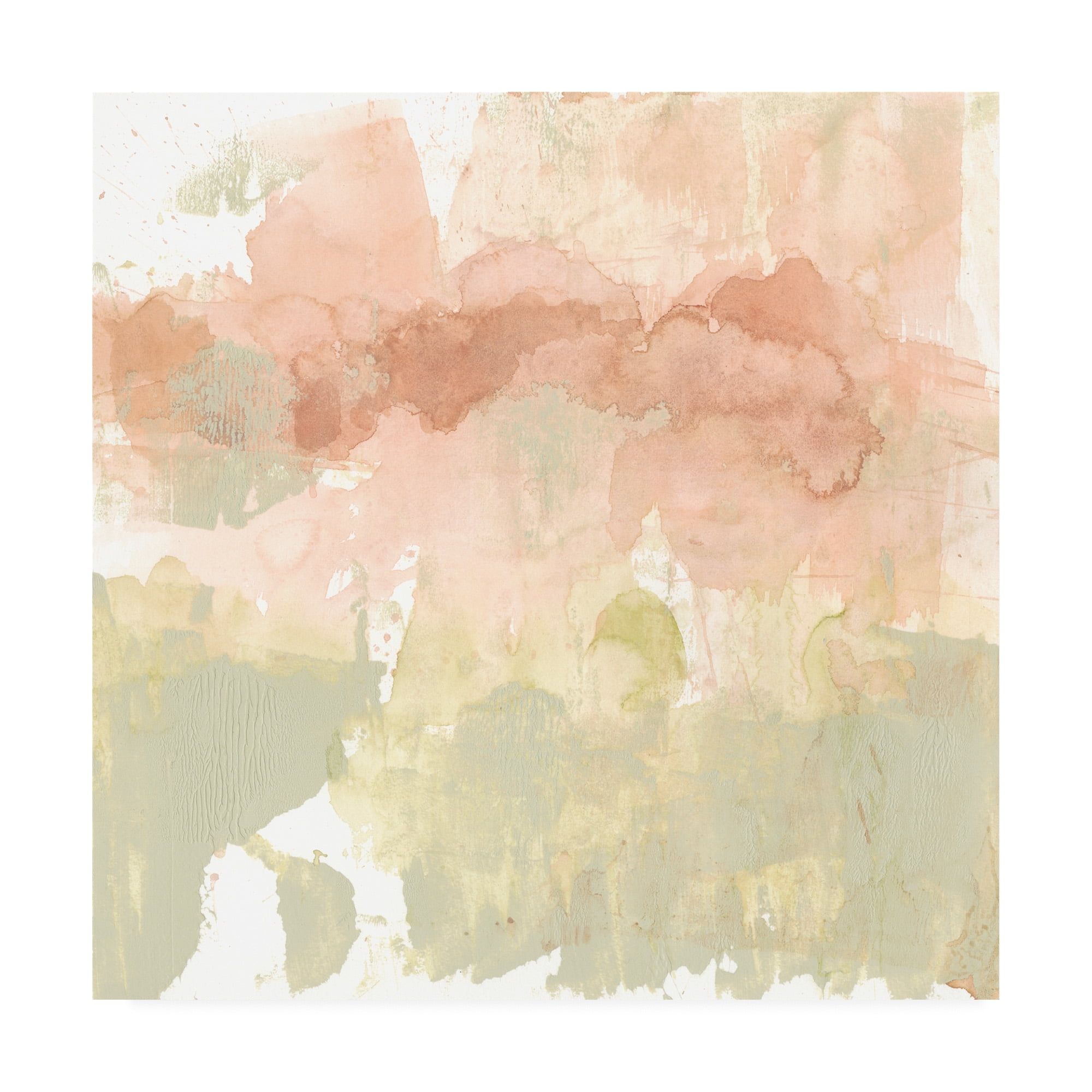 Dusty Blush and Olive Abstract Canvas Art, 14 x 14