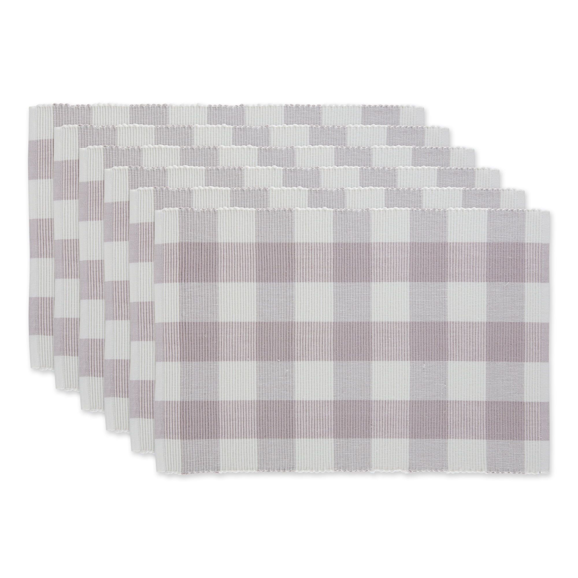 Dusty Lilac and White Cotton Buffalo Check Placemats Set