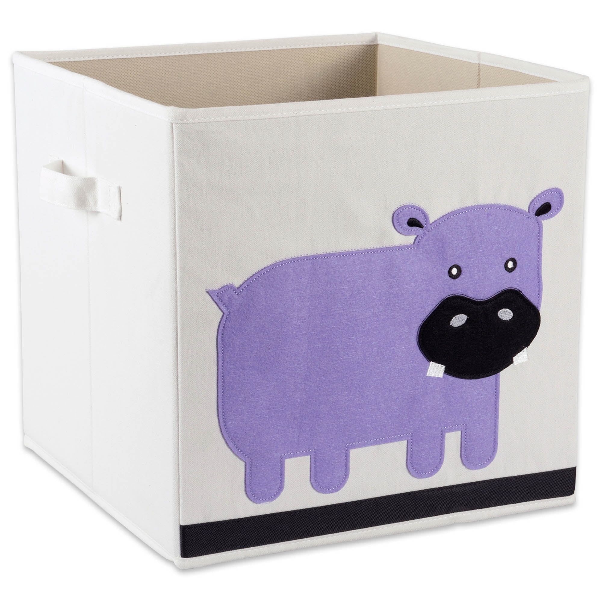 Purple Hippo Collapsible Fabric Storage Cube for Kids