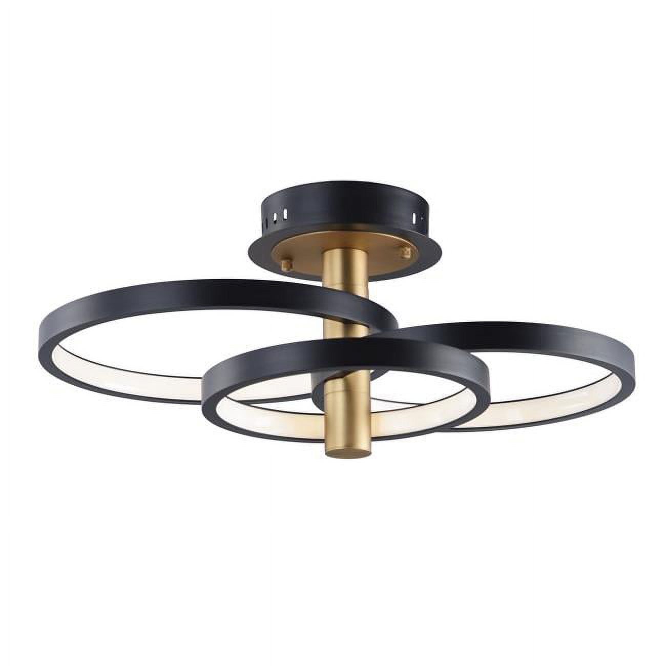 Hoopla 3-Light Black and Gold Aluminum LED Semi-Flush Mount