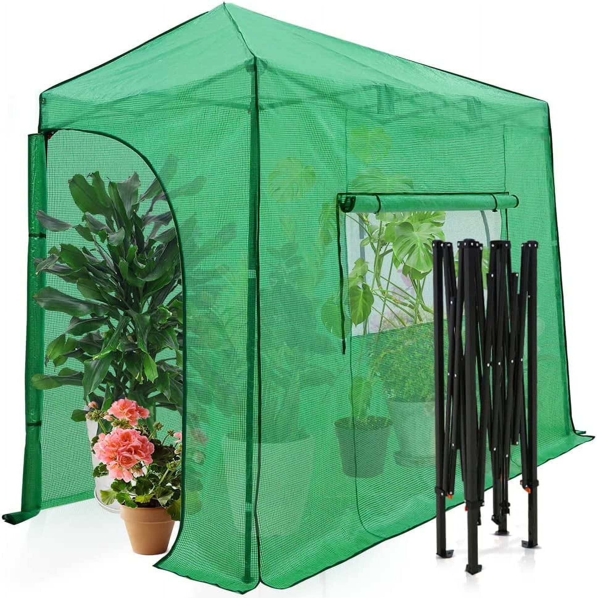 Green 10x5 Portable Walk-In Greenhouse with Zippered Doors