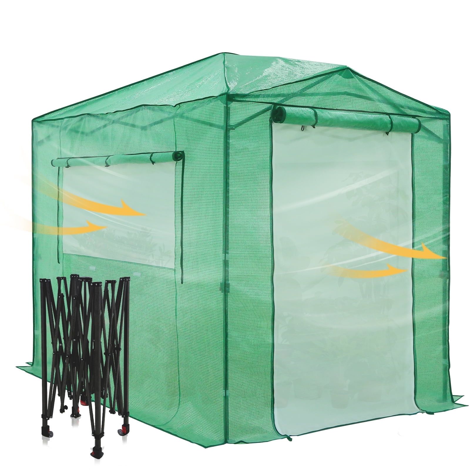 Eagle Peak 8x6 Green Steel Frame Walk-In Greenhouse