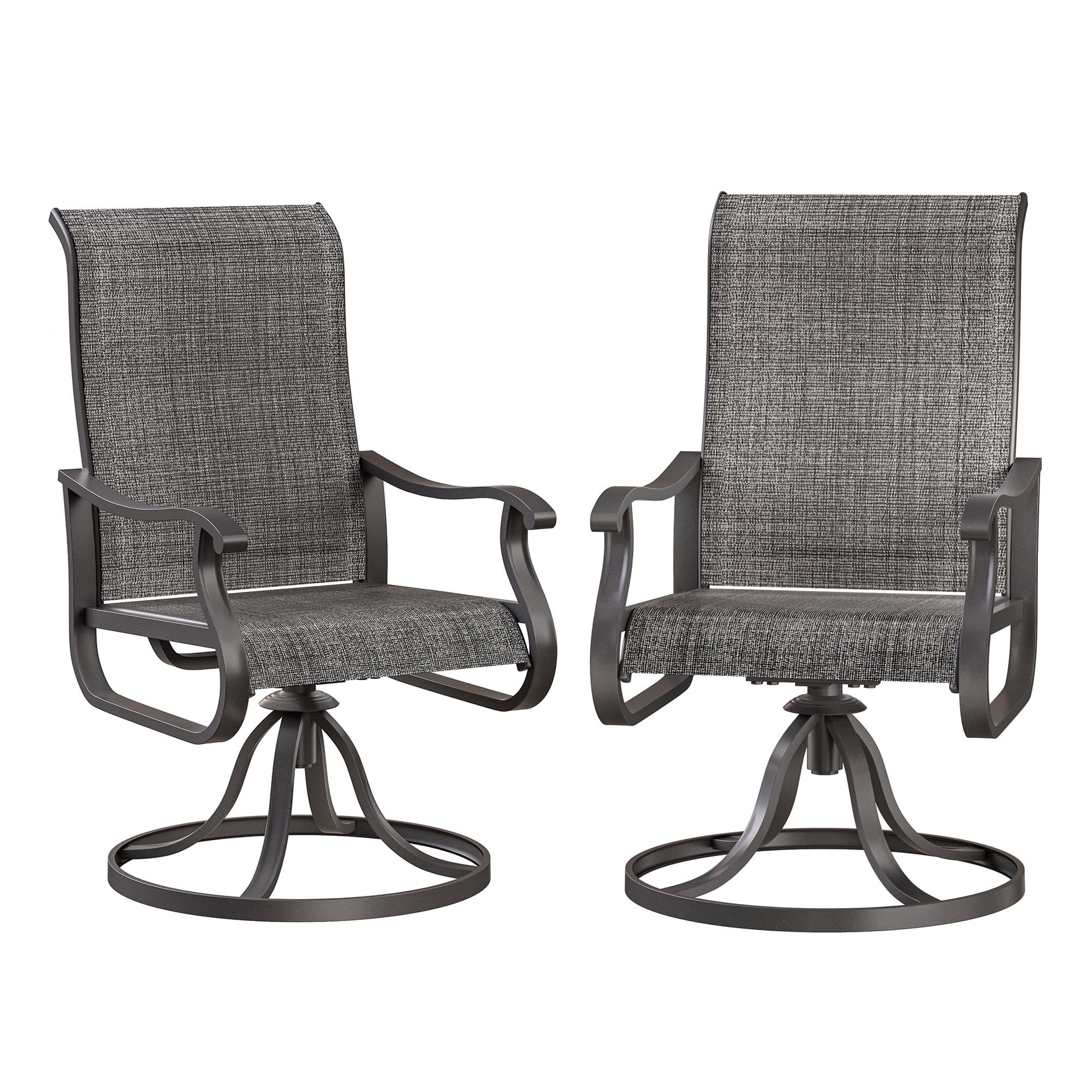 Set of 2 Dark Grey Steel Swivel Dining Armchairs