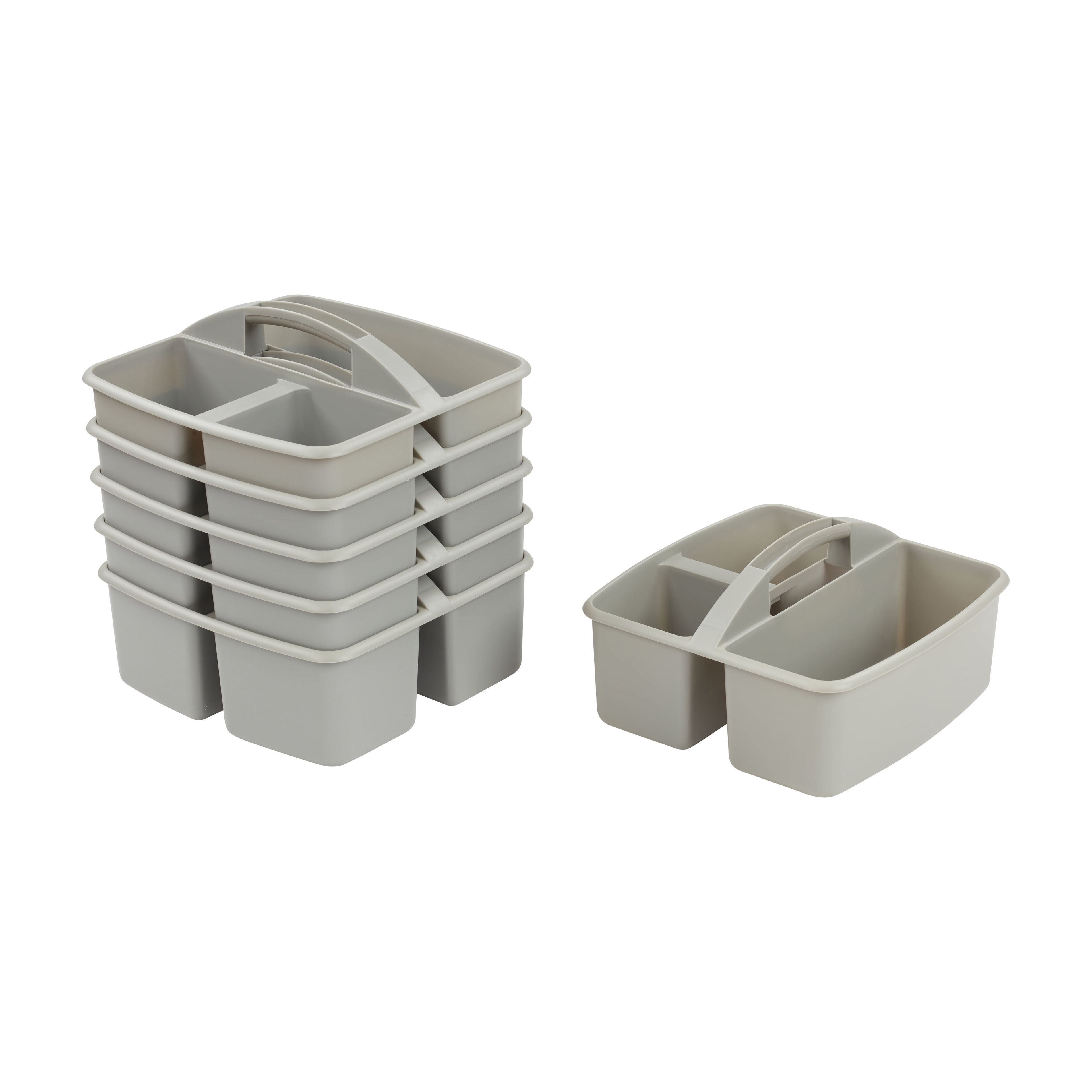 Gray Plastic 3-Compartment Storage Caddy Set, 6-Pack