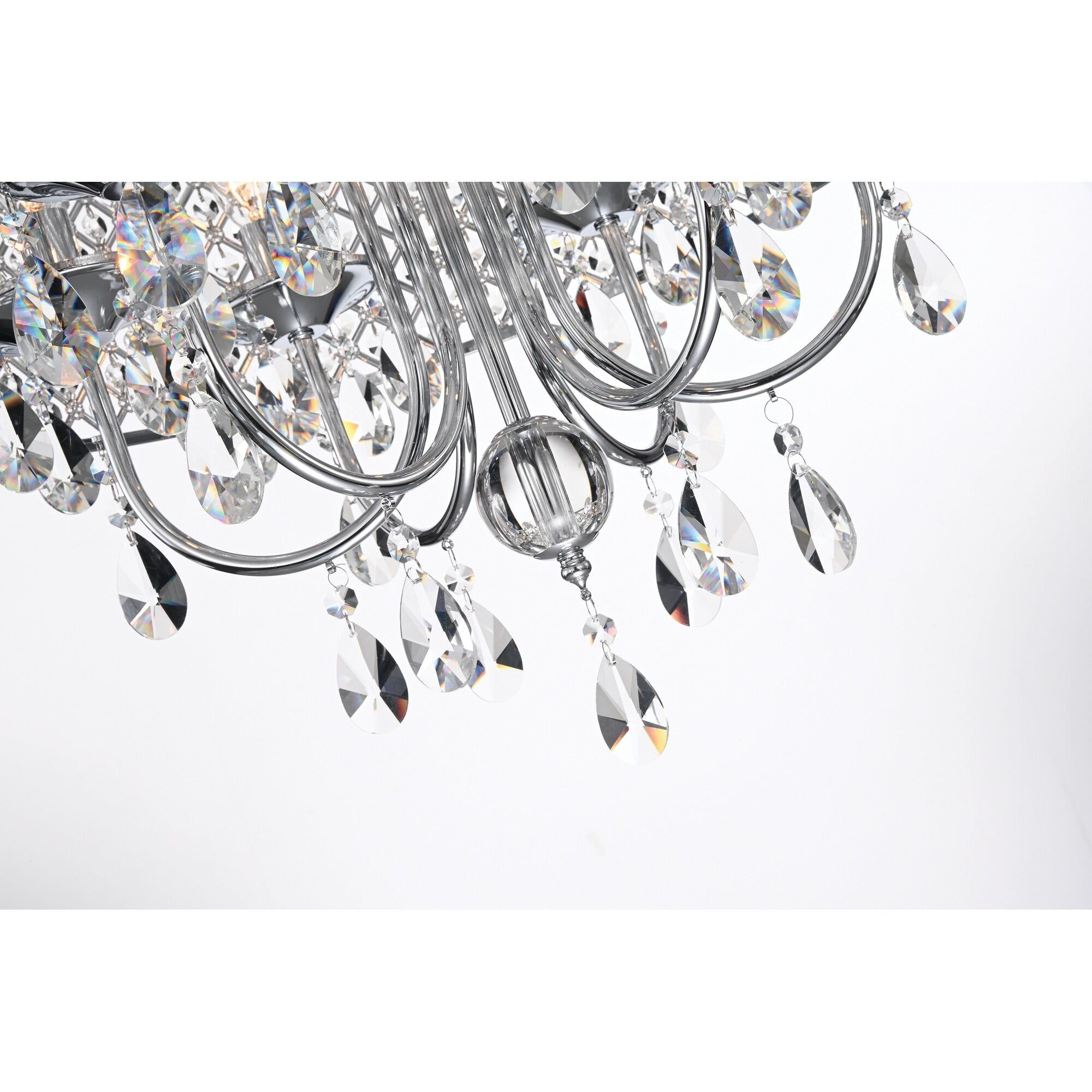 Chrome Mini Crystal Candle Drum Chandelier, 22"