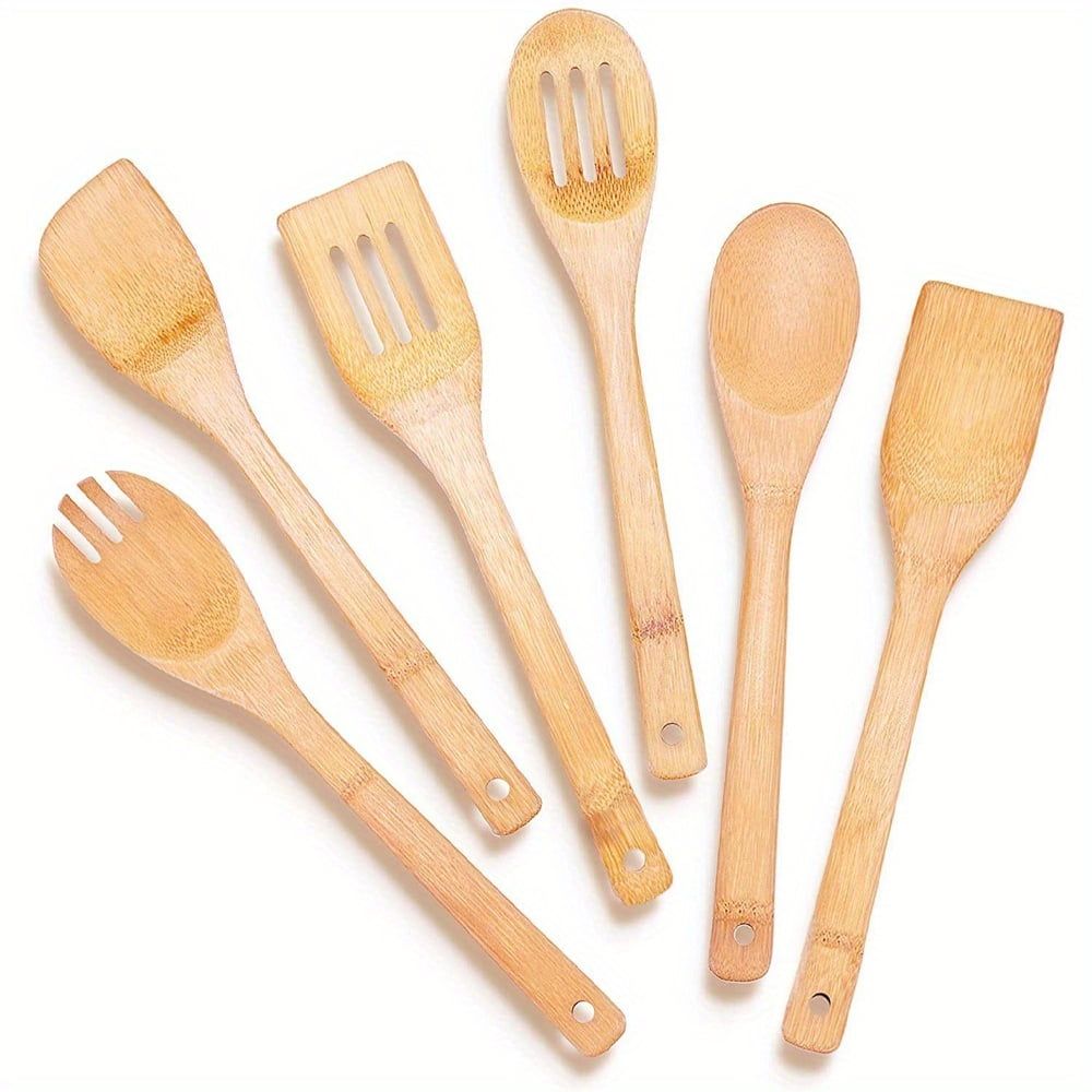 6-Piece Natural Bamboo Cooking Utensils Set