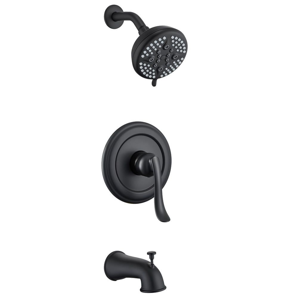 Matte Black Wall Mounted Rain Shower System with Tub Spout