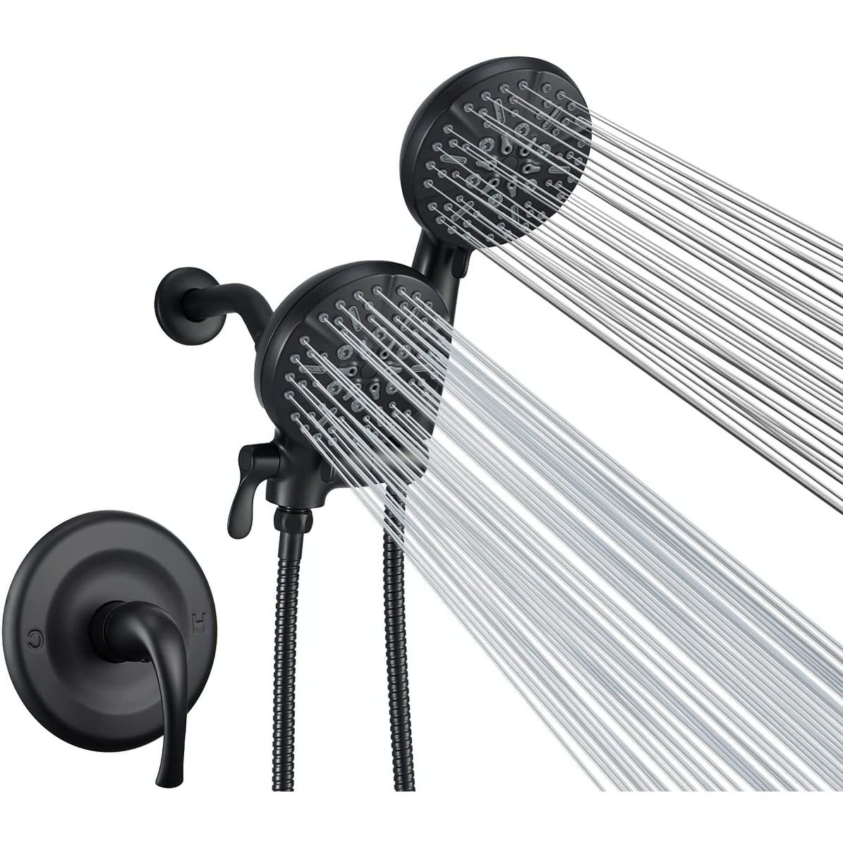 Matte Black Dual Head Wall Mounted Shower System