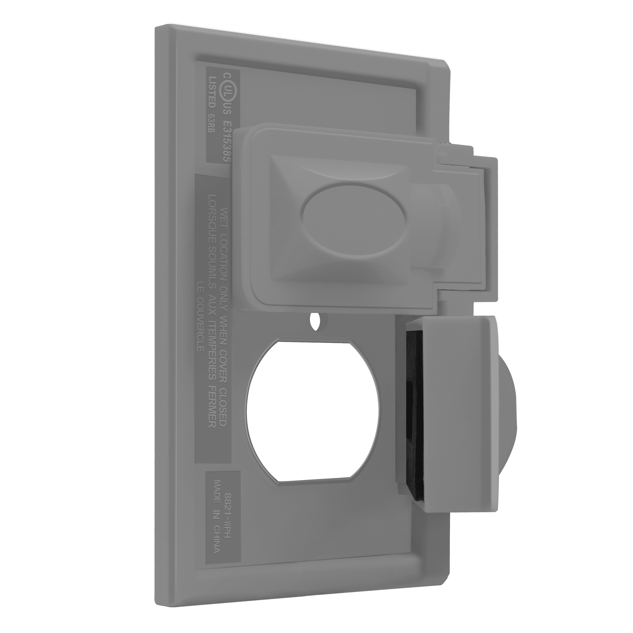 Gray Thermoplastic Horizontal Duplex Weatherproof Wall Plate