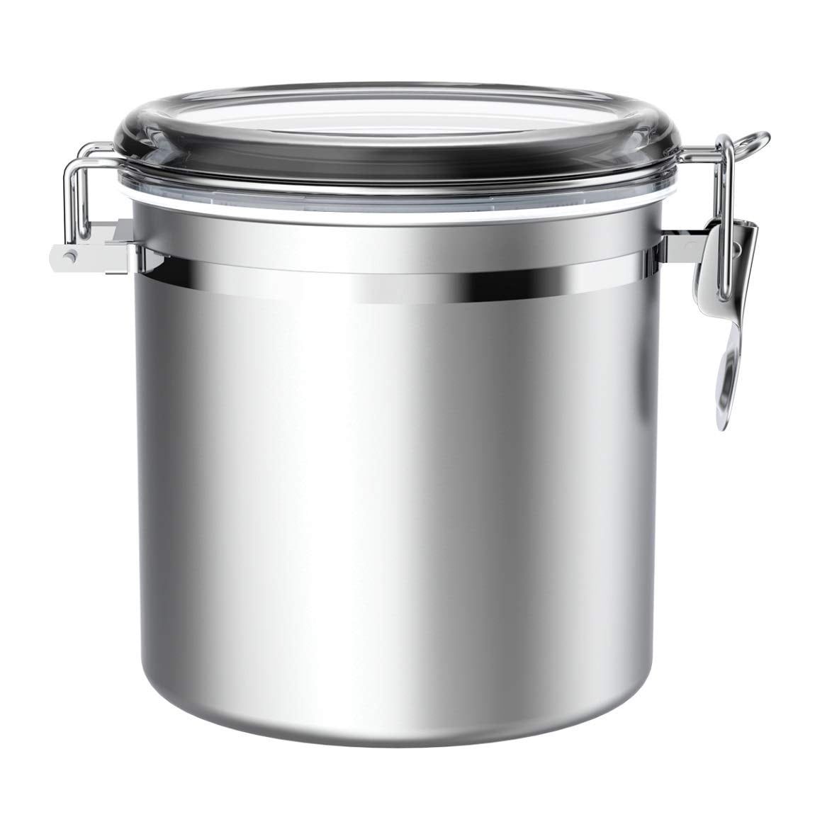 165oz Stainless Steel Airtight Canister with Clear Lid and Locking Clamp