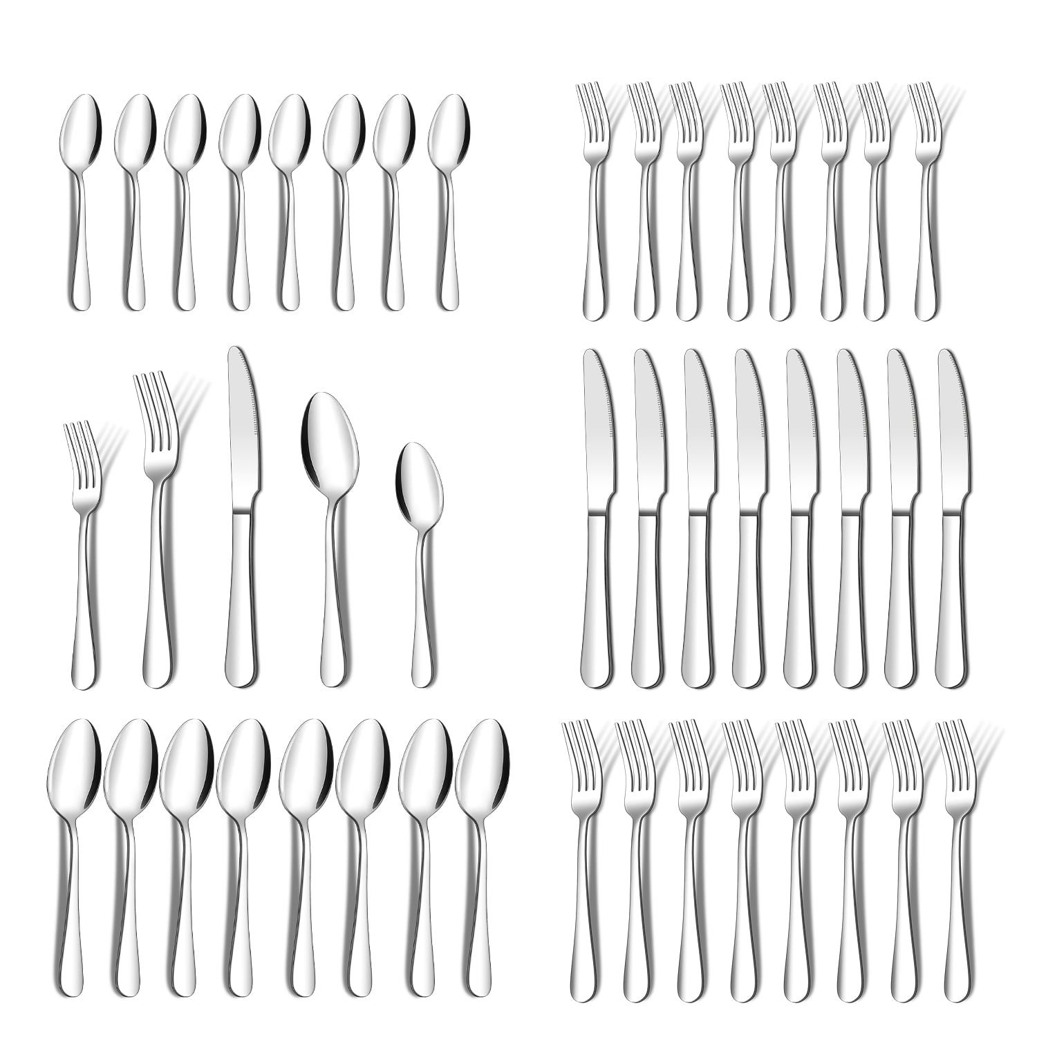 40-Piece Polished Stainless Steel Flatware Set for 8