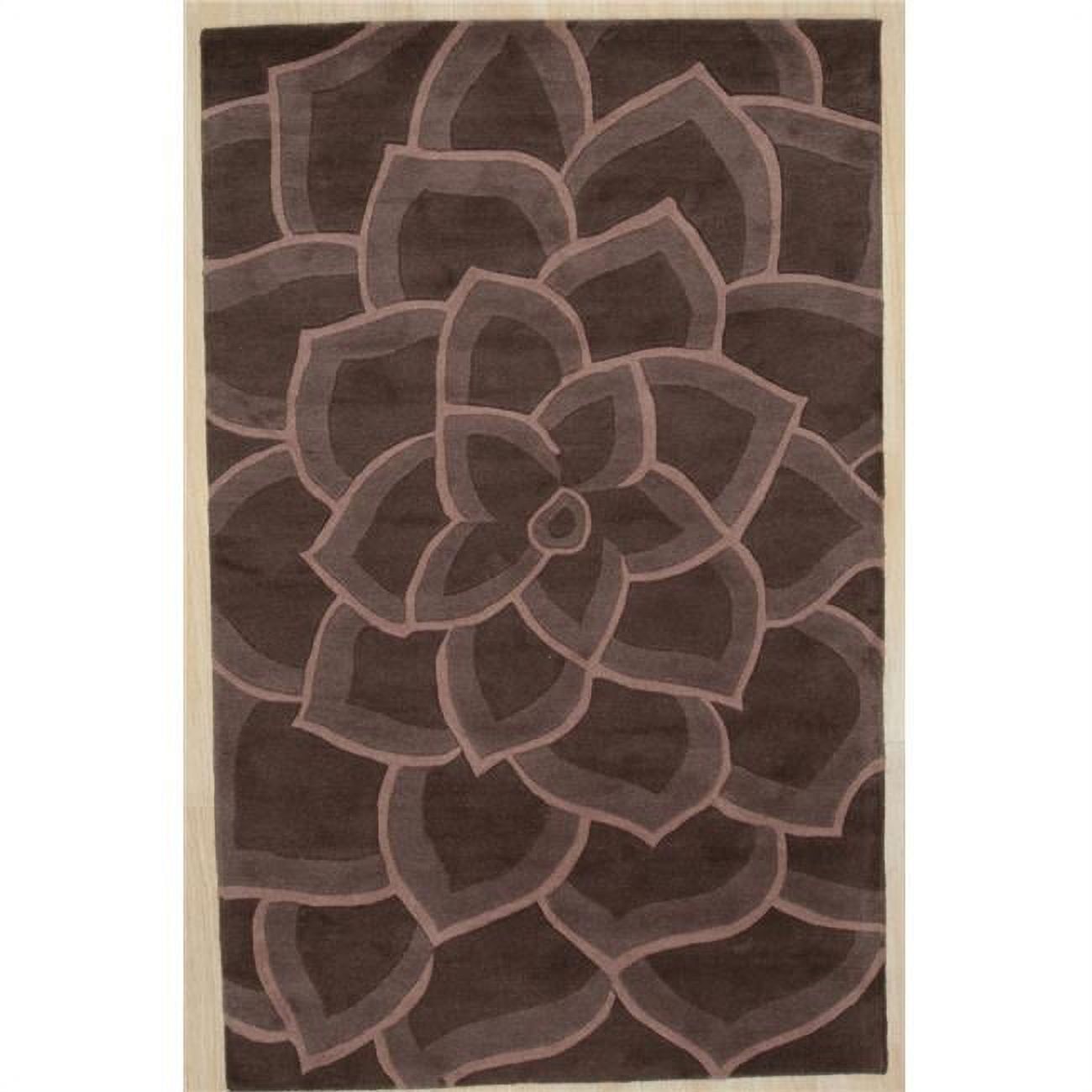 Hand-Tufted Brown Wool Transitional 5' x 8' Area Rug