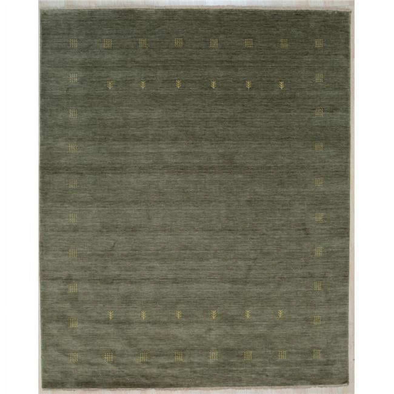 Lori Baft Green Hand-Knotted Wool Area Rug, 9' x 12'